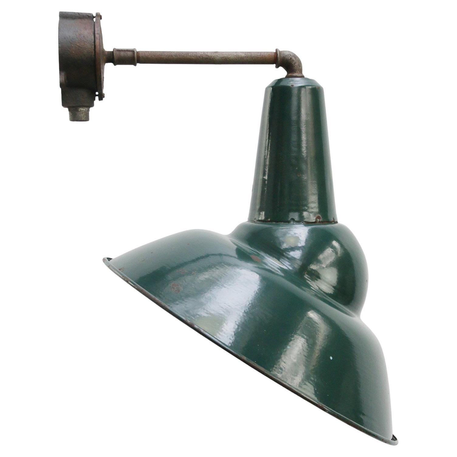 French Green Enamel Vintage Industrial Scone Wall Light by Sammode For Sale  at 1stDibs