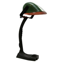 French Green Enamel Vintage Industrial Work Light Table Desk Light French Green Enamel Vintage Industrial Work Light Table Desk Light