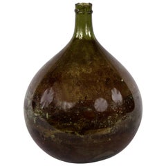 French Green Glass Bonbonne Bottle, 1940s