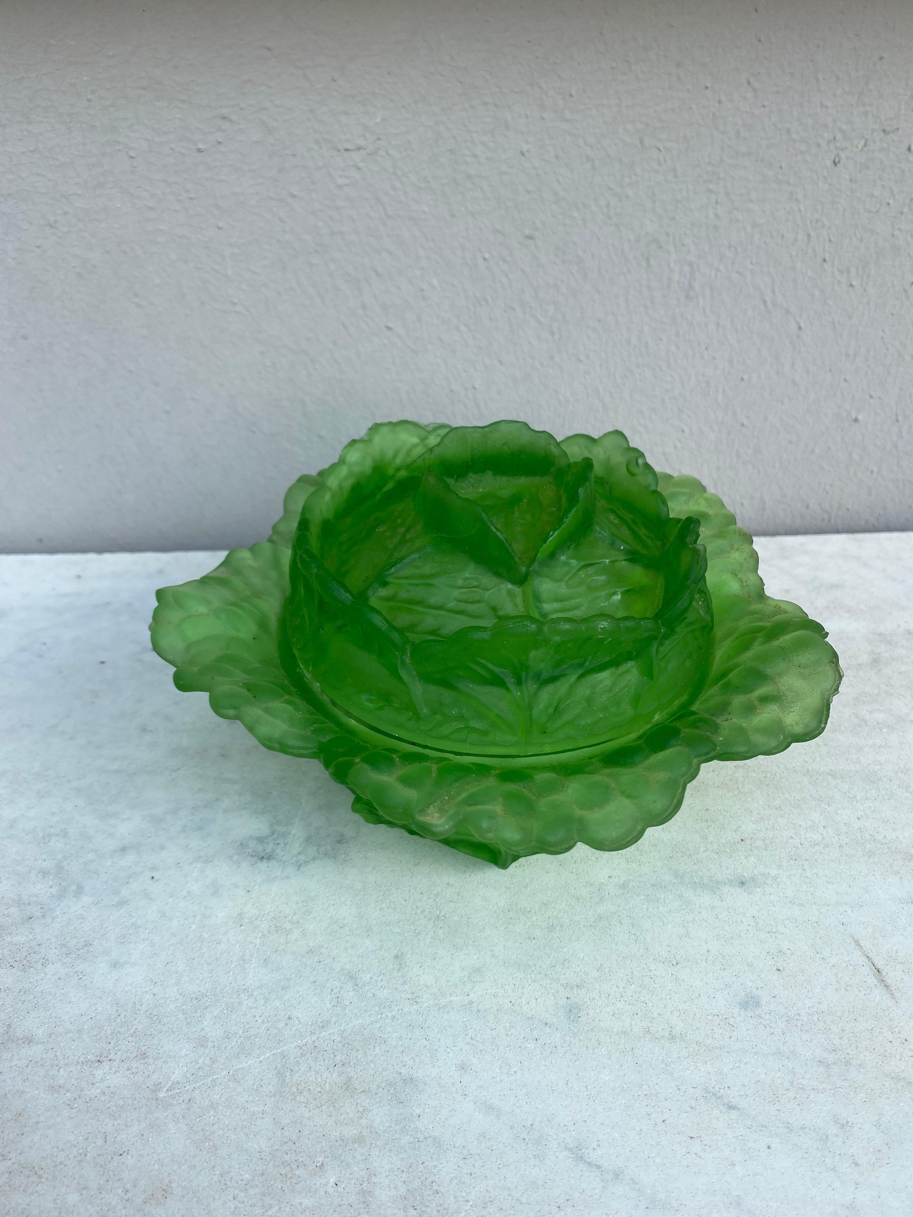 French green glass cabbage box, Circa 1960.