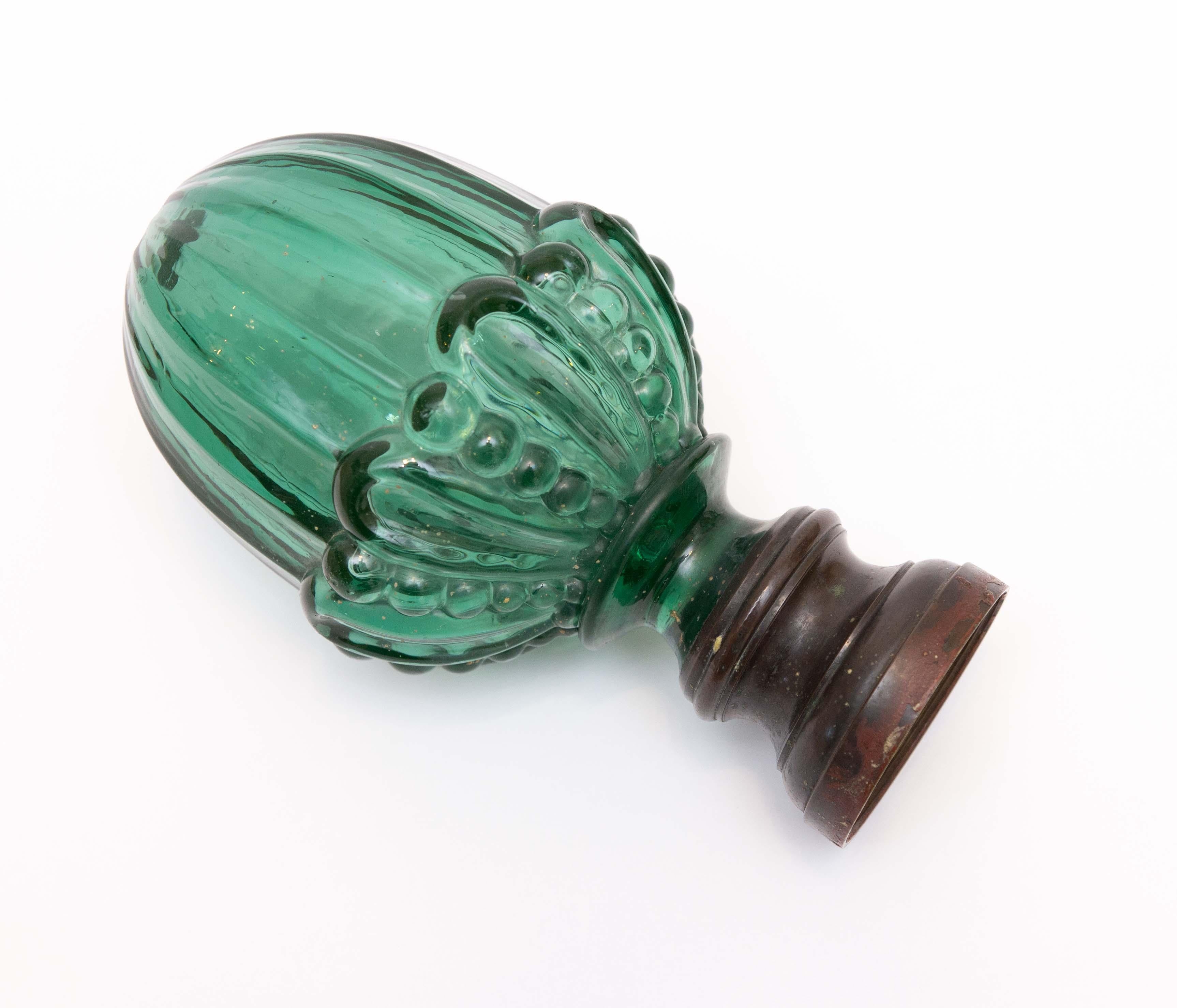 French green glass newel post finial. 19th century.