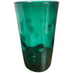 French Green Glass Vase, circa 1970s