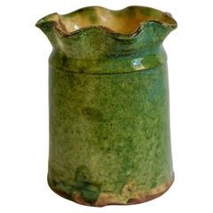 French Green Glazed Ceramic Vase