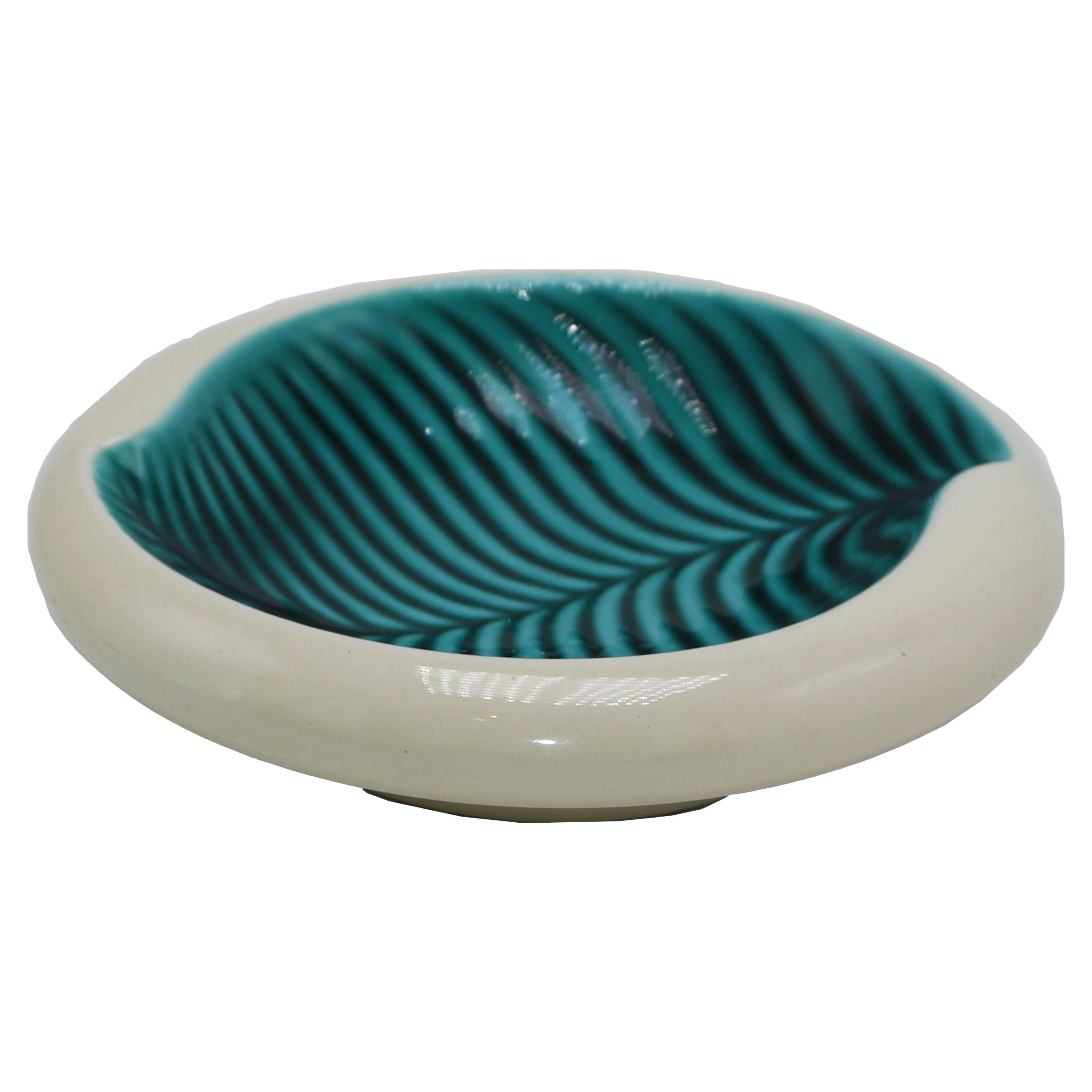 French Green Glazed Dish, c. 1960 For Sale