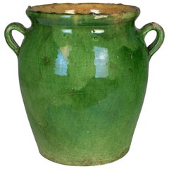 French Green Glazed Terracotta Pot