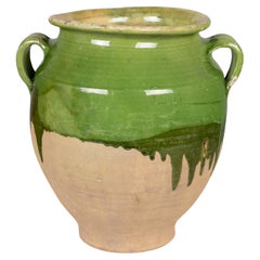 Retro French Green Glazed Terracotta Pottery