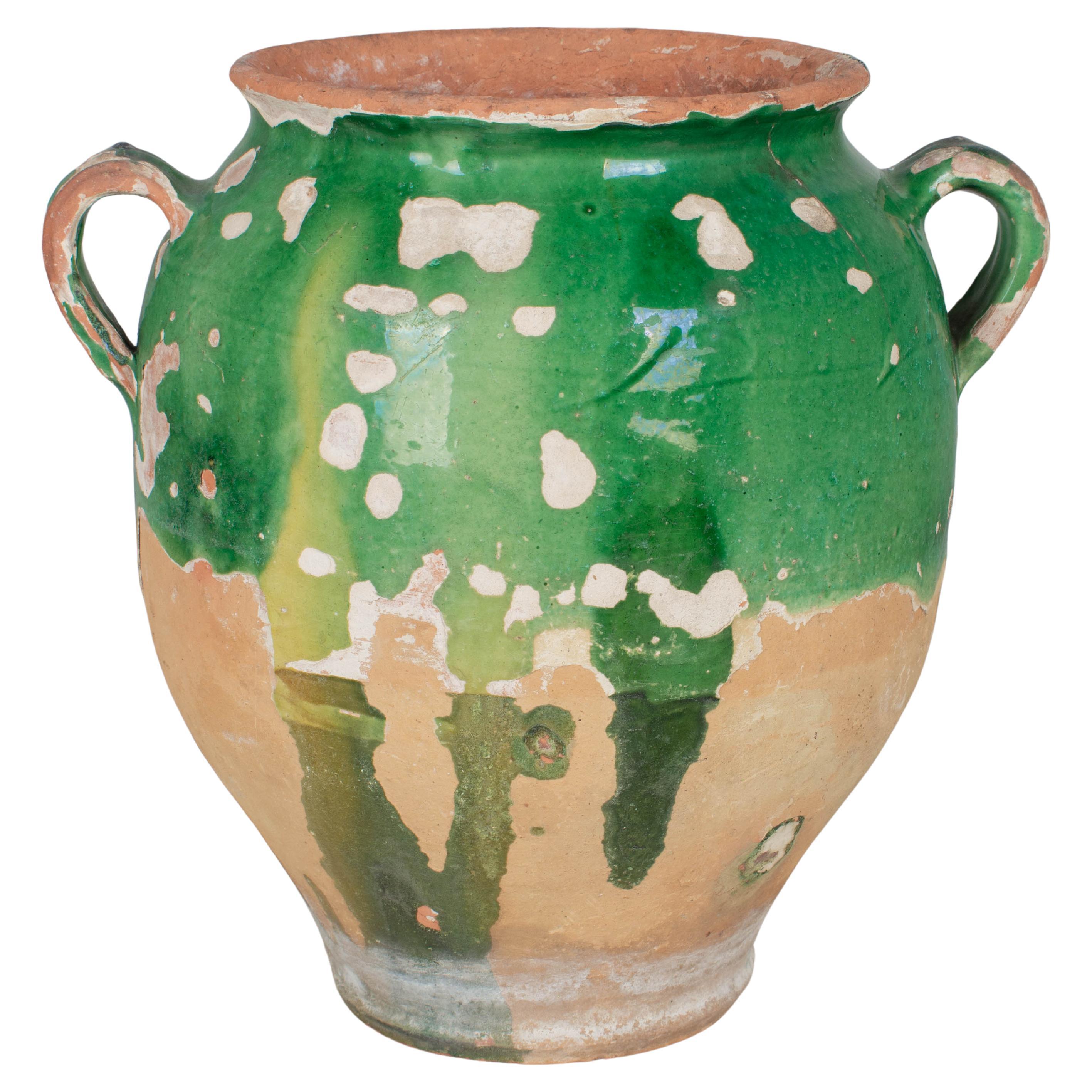Französische grün glasierte Terrakotta-Keramik