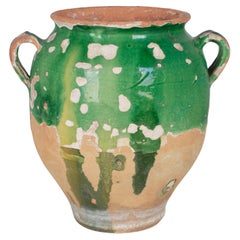 Used French Green Glazed Terracotta Pottery