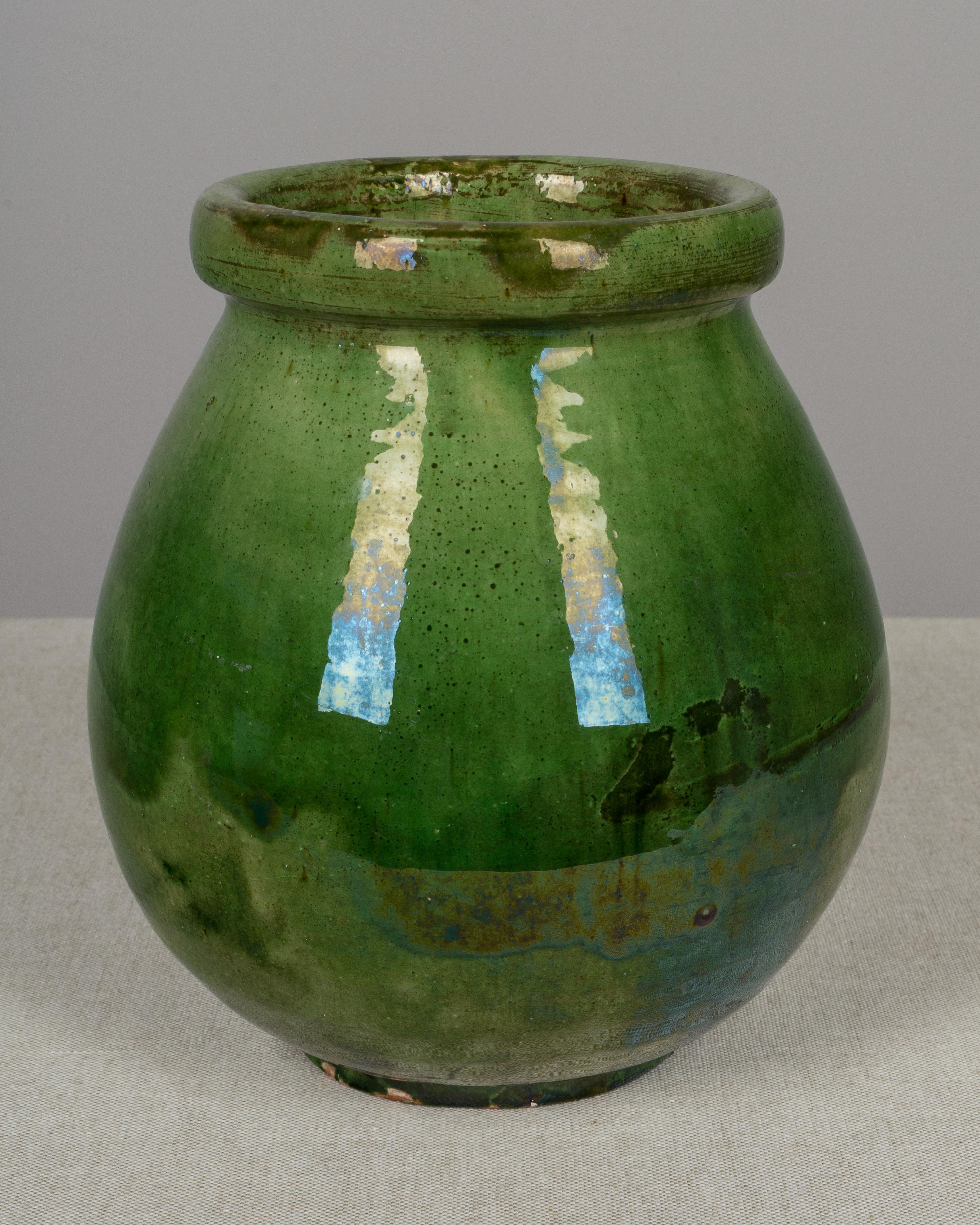 20th Century French Green Glazed Terracotta Pottery Vase
