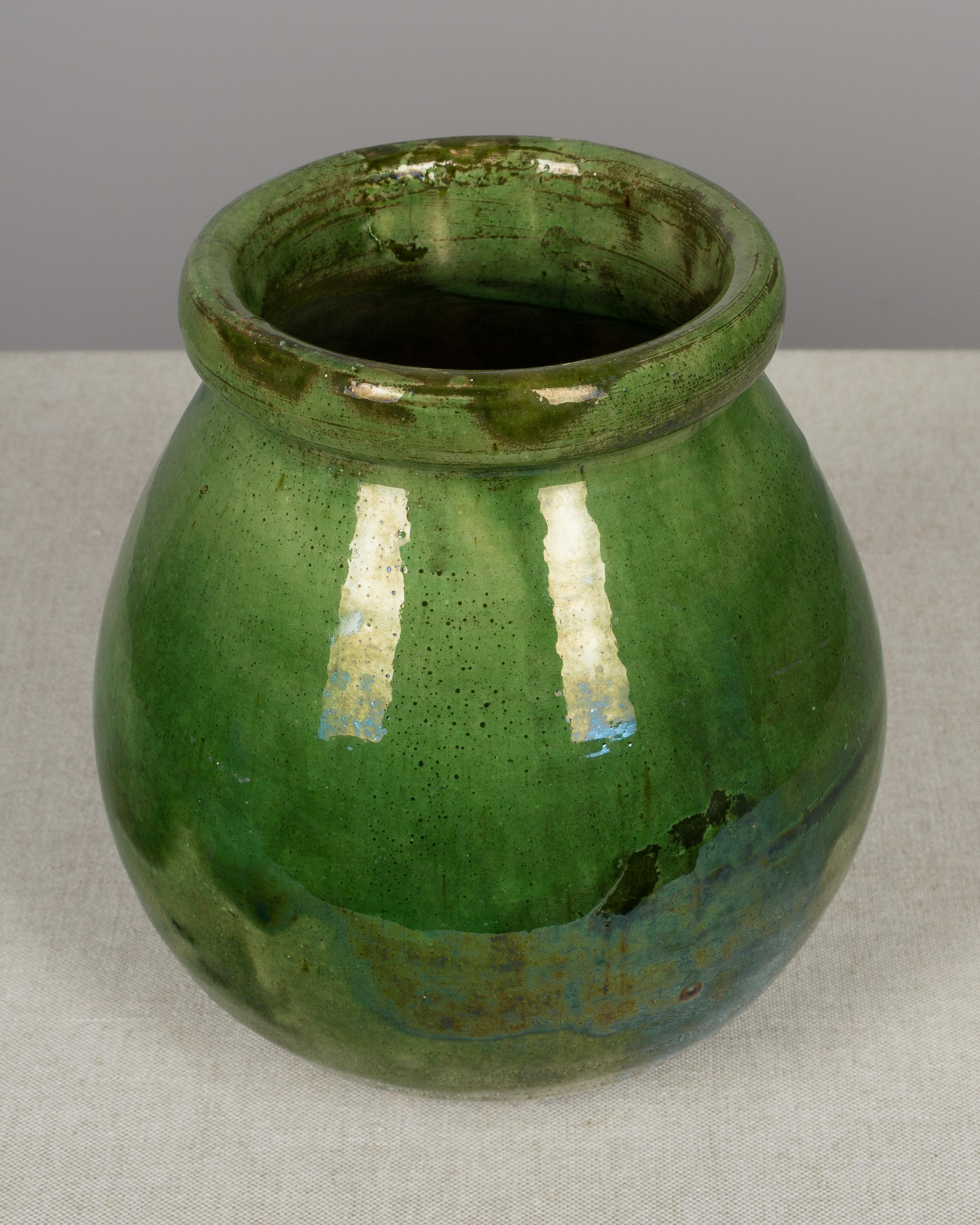 French Green Glazed Terracotta Pottery Vase 1