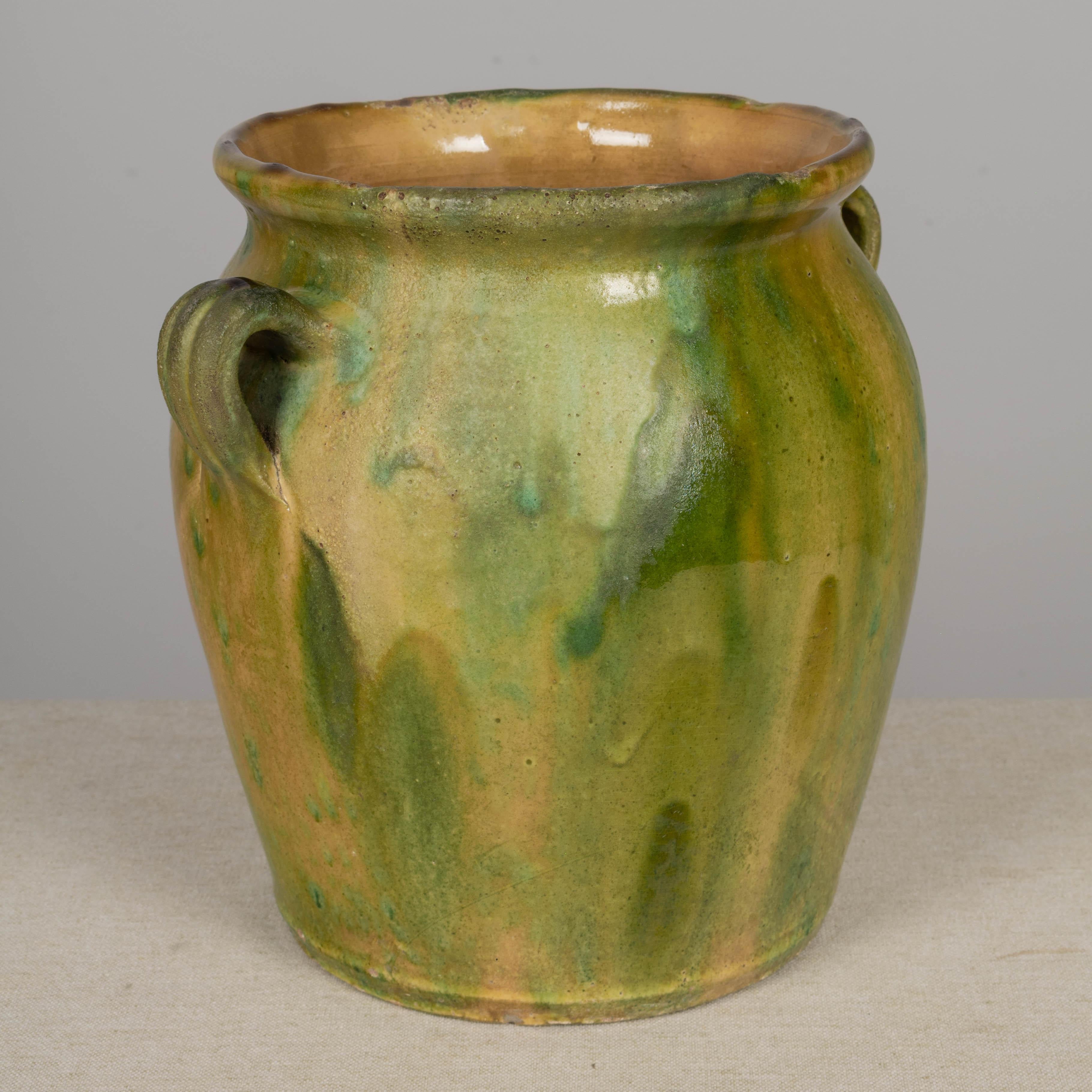 French Green Glazed Terracotta Pottery Vase or Cache Pot 5