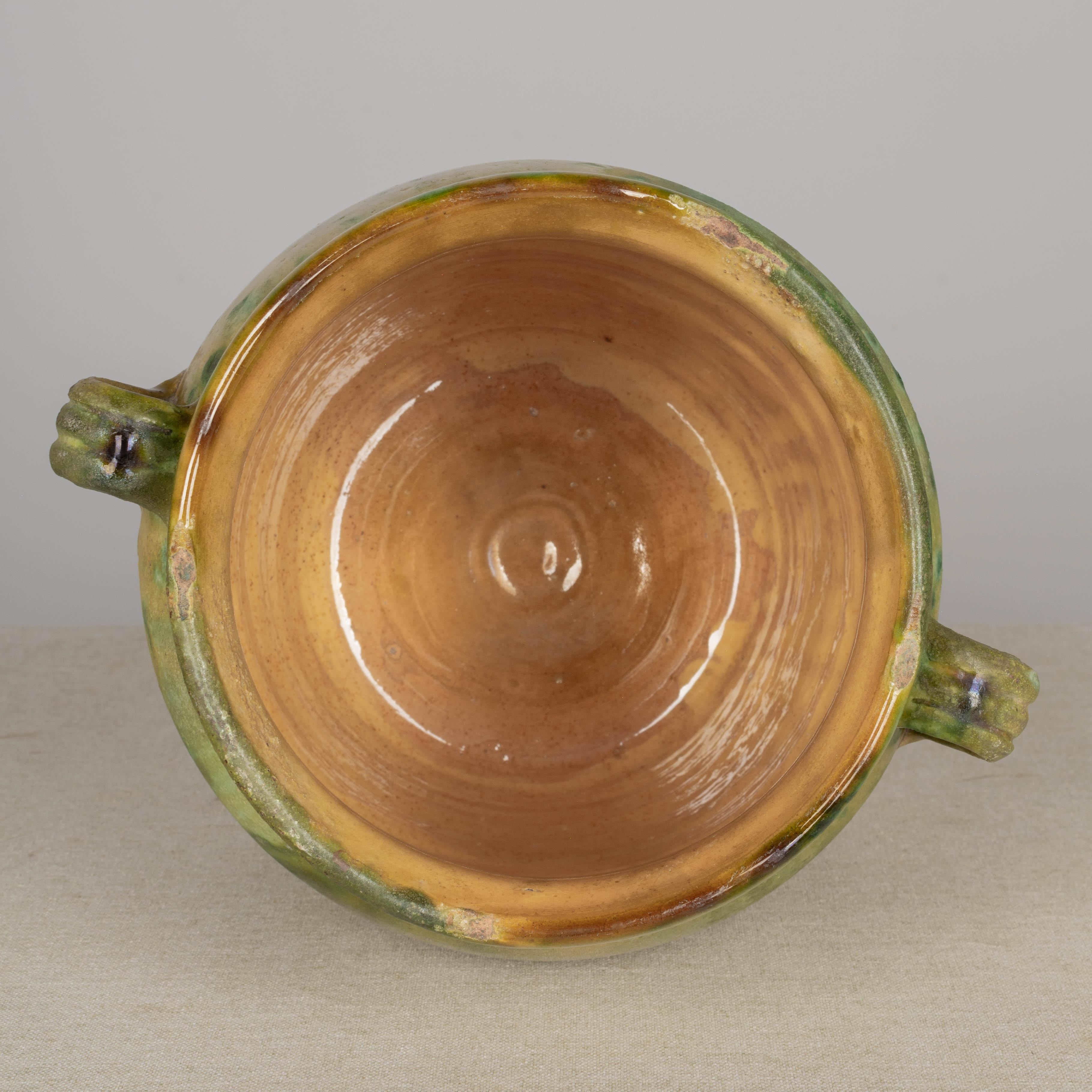 French Green Glazed Terracotta Pottery Vase or Cache Pot 6