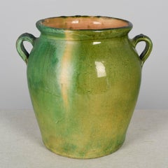 Vaso in terracotta smaltata verde francese o vaso Cache