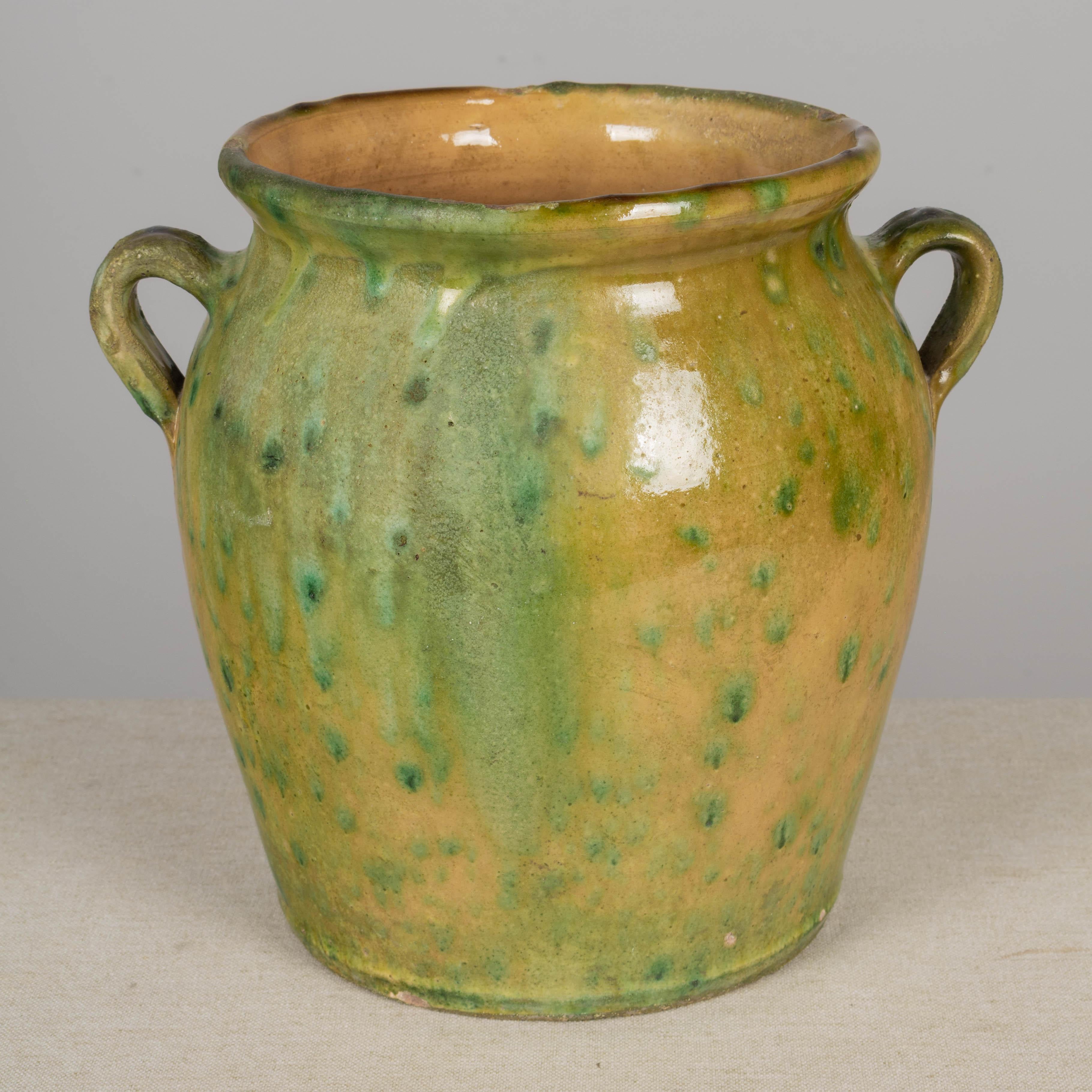 French Green Glazed Terracotta Pottery Vase or Cache Pot 2
