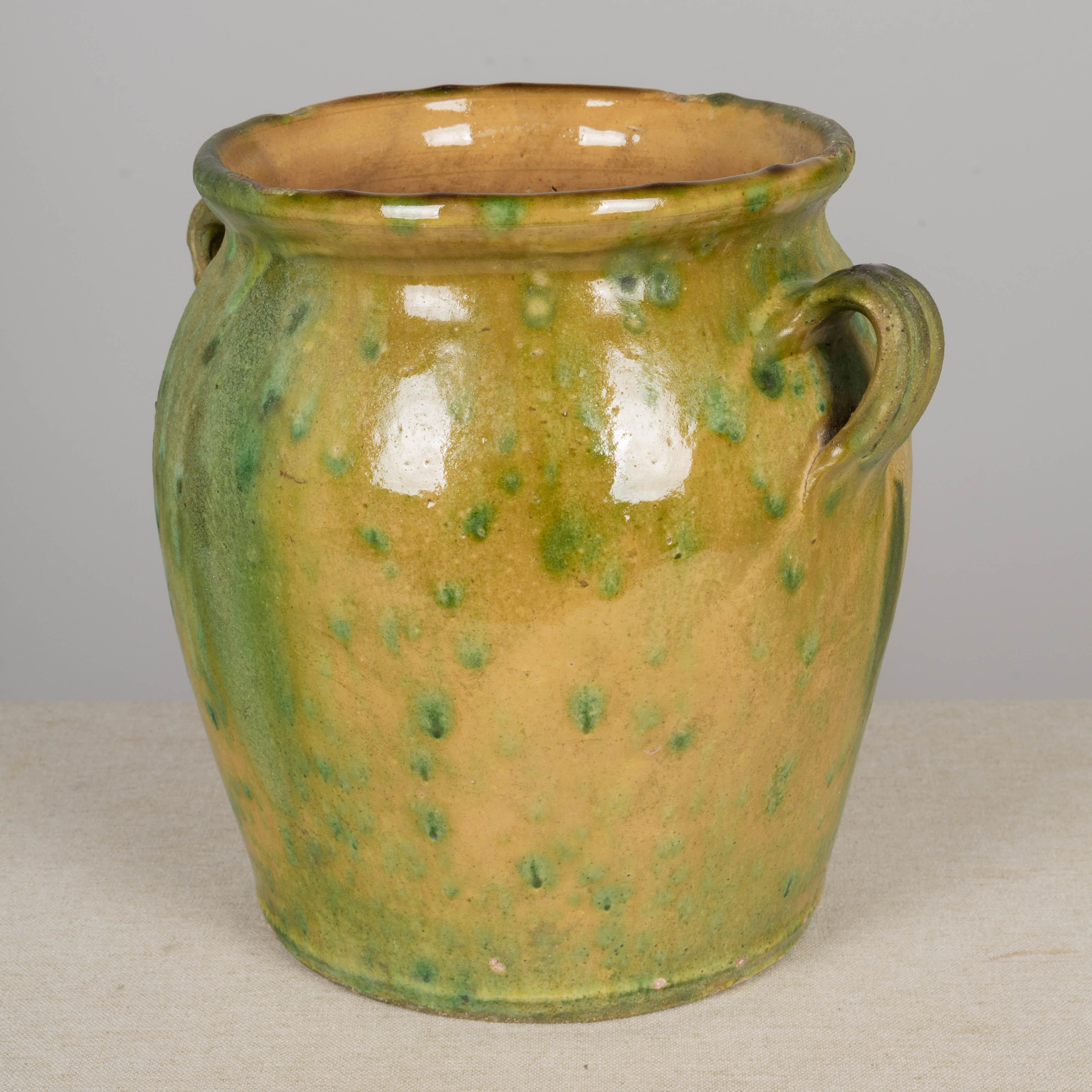 French Green Glazed Terracotta Pottery Vase or Cache Pot 3