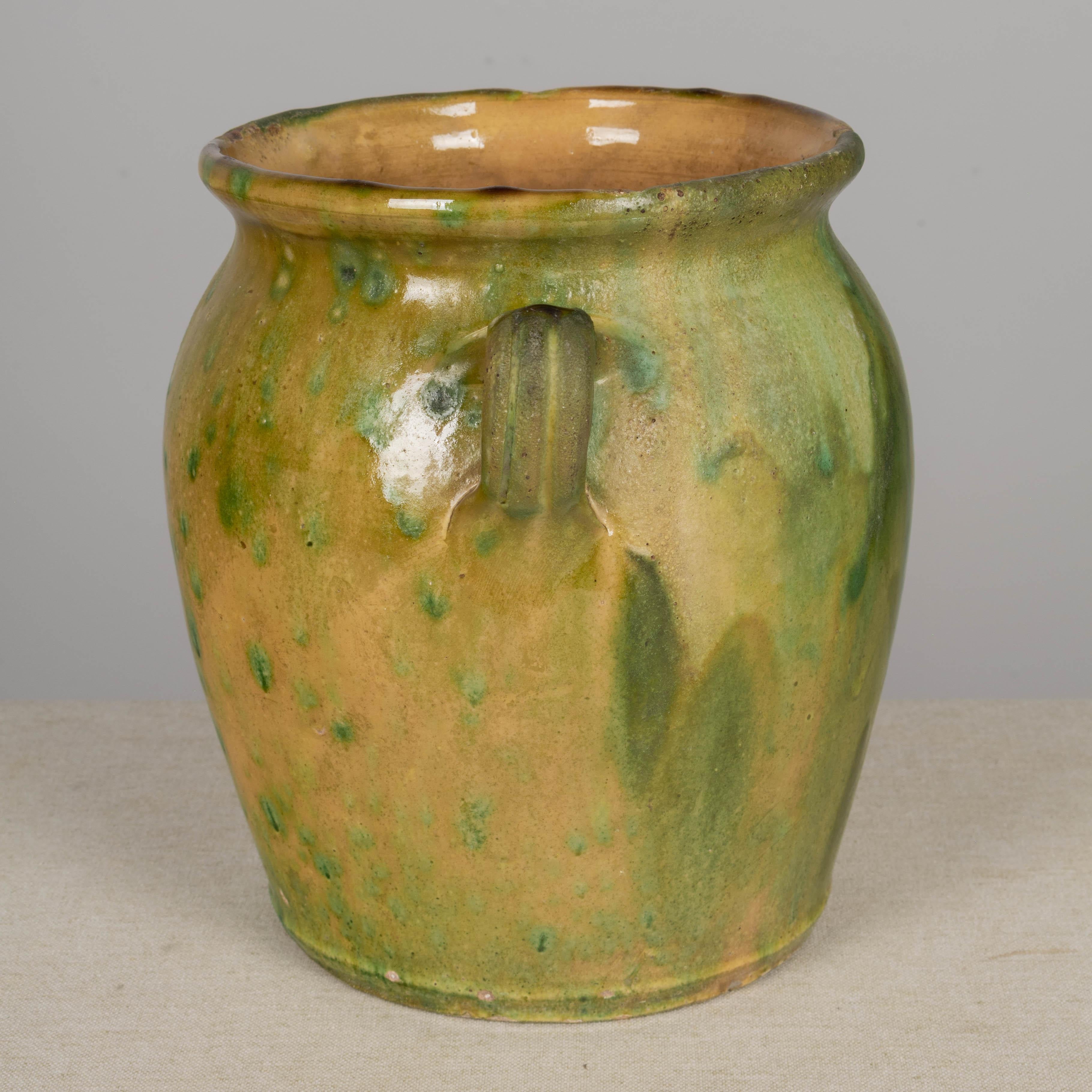 French Green Glazed Terracotta Pottery Vase or Cache Pot 4