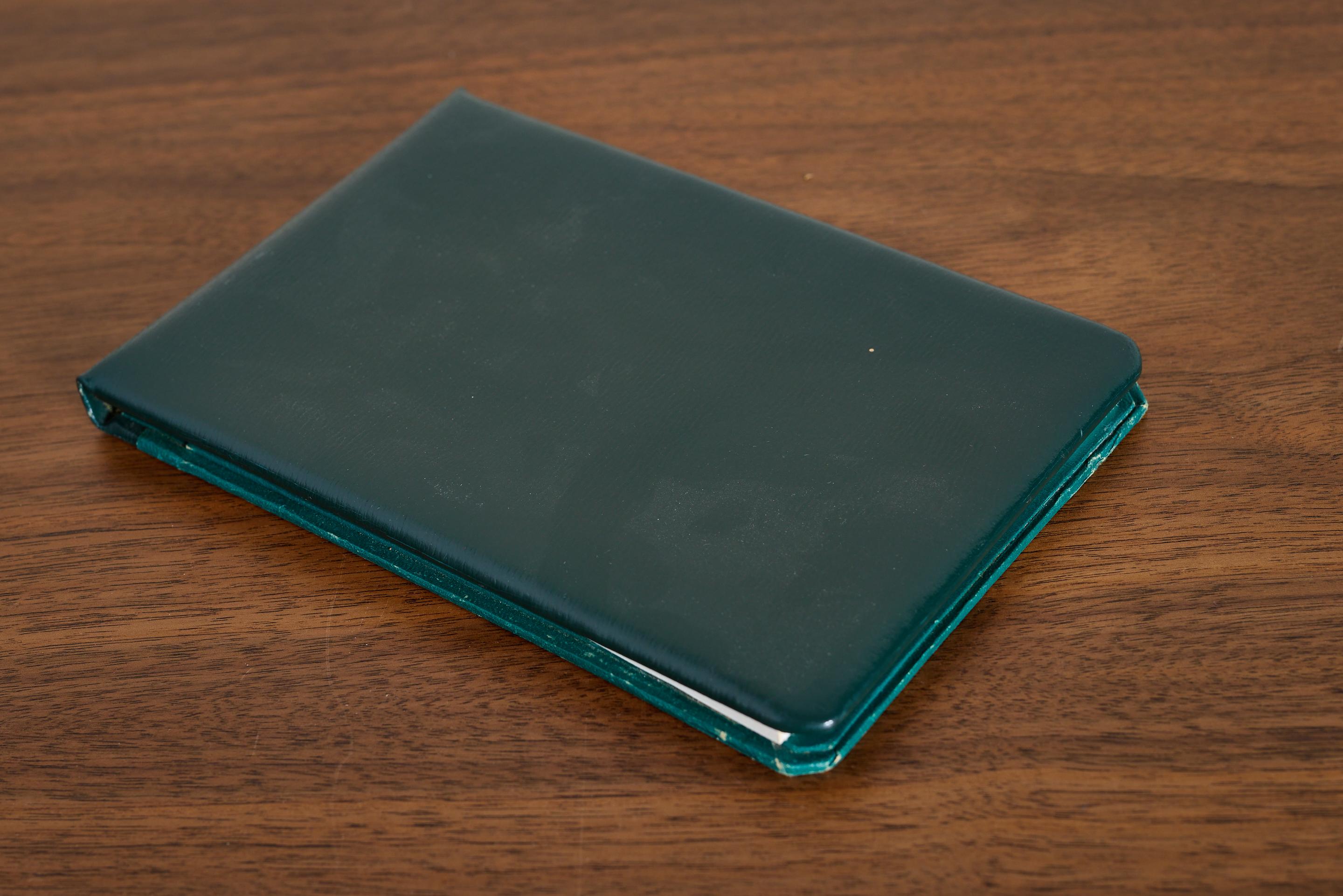 French Green Leather Desk Set by Le Tanneur For Sale 8