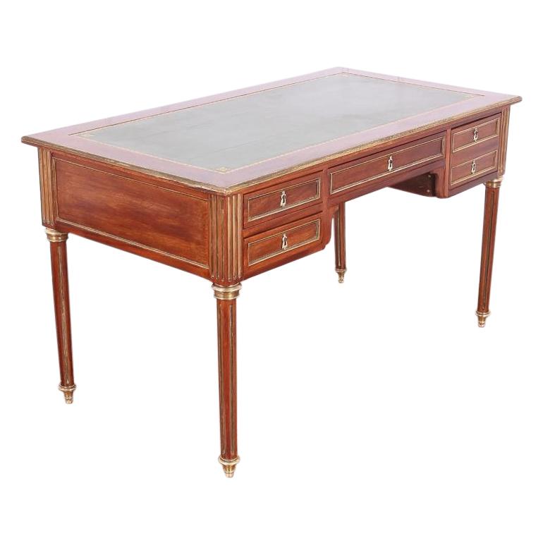 French Green Leather-Top Desk