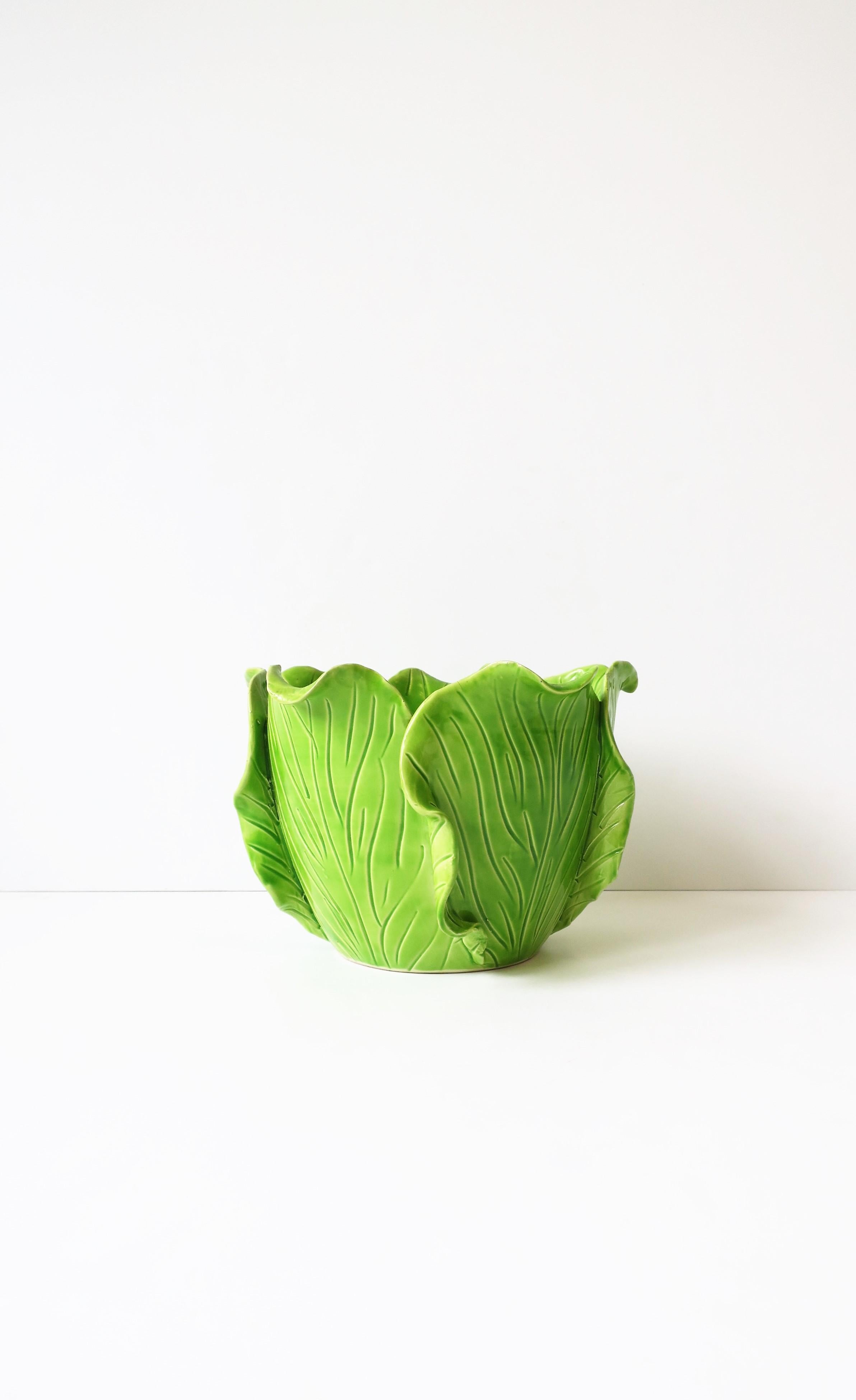 French Lettuce Leaf Cachepot Jardinière Jean Roger, Paris, France For Sale 2