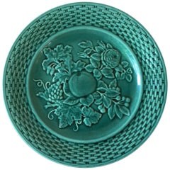 French Green Majolica Fruits Plate, circa 1890