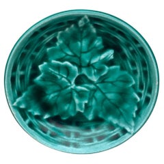 Mantequilla de mayólica verde francesa Pat Clairefontaine circa 1890
