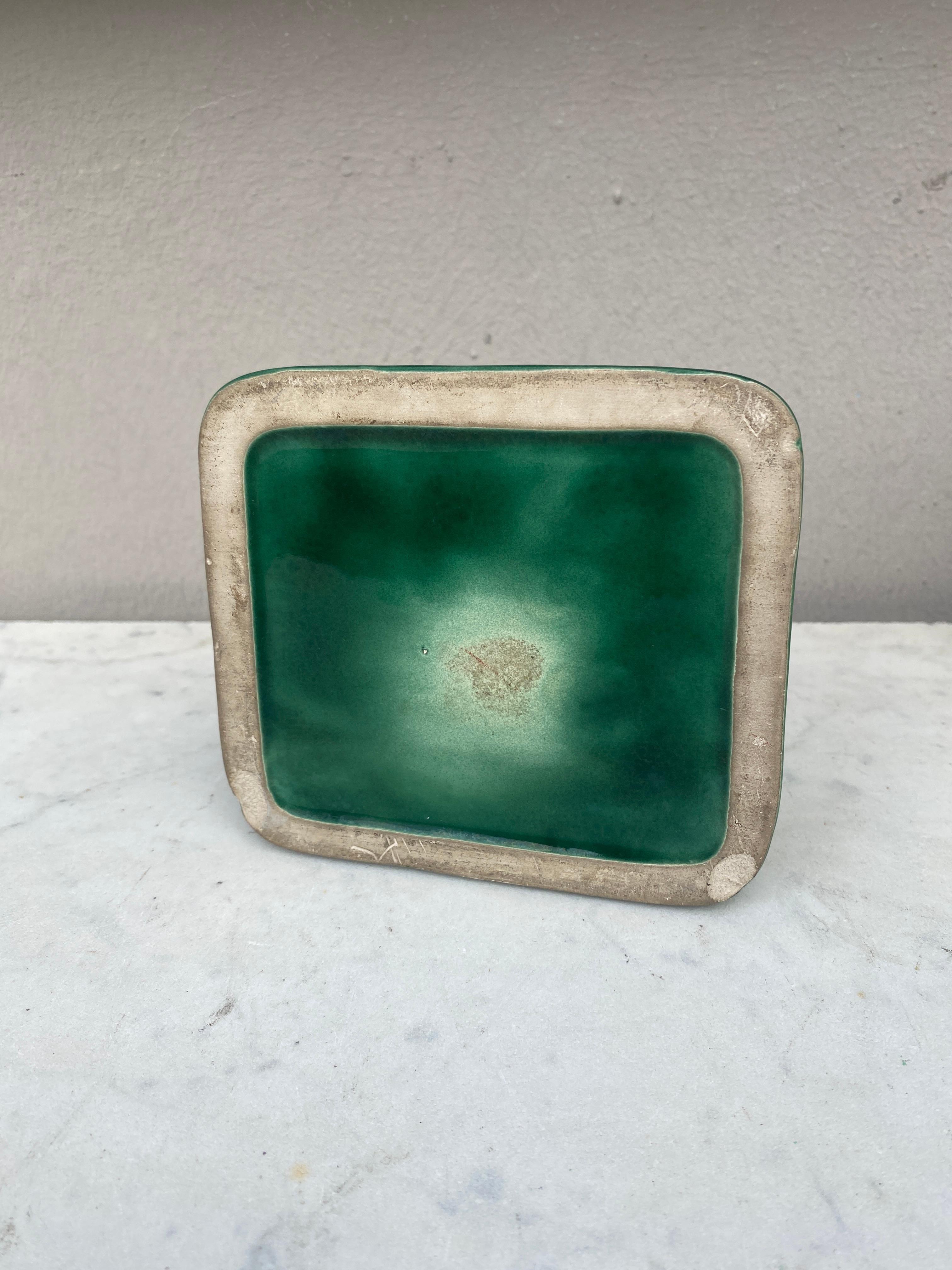 Mid-20th Century French Green Majolica Money Bank Typewriter Circa 1950 For Sale