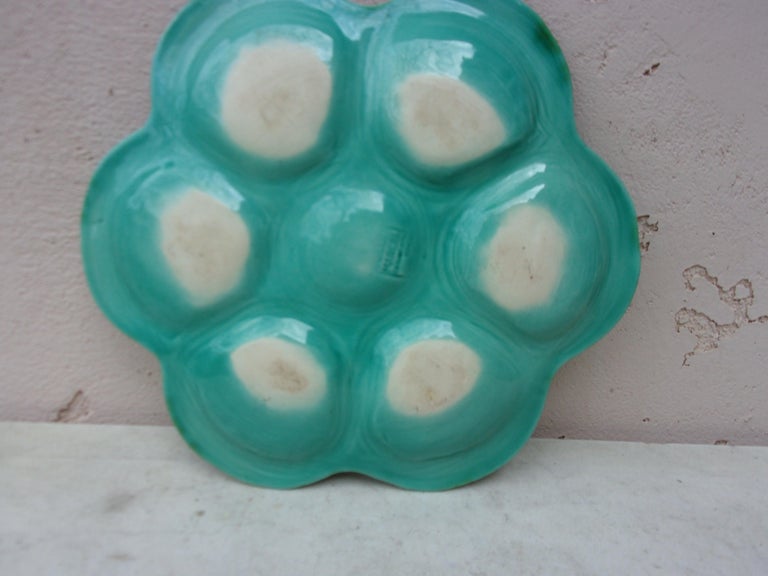 Mid-Century Modern French Green Majolica Oyster Marcel Guillot, circa 1950 For Sale