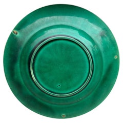 French Green Majolica Plate Salins, circa 1890