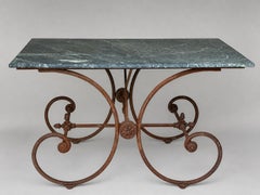 French Provincial Baker's Table with Green Marble Top