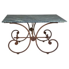 French Provincial Baker's Table with Green Marble Top