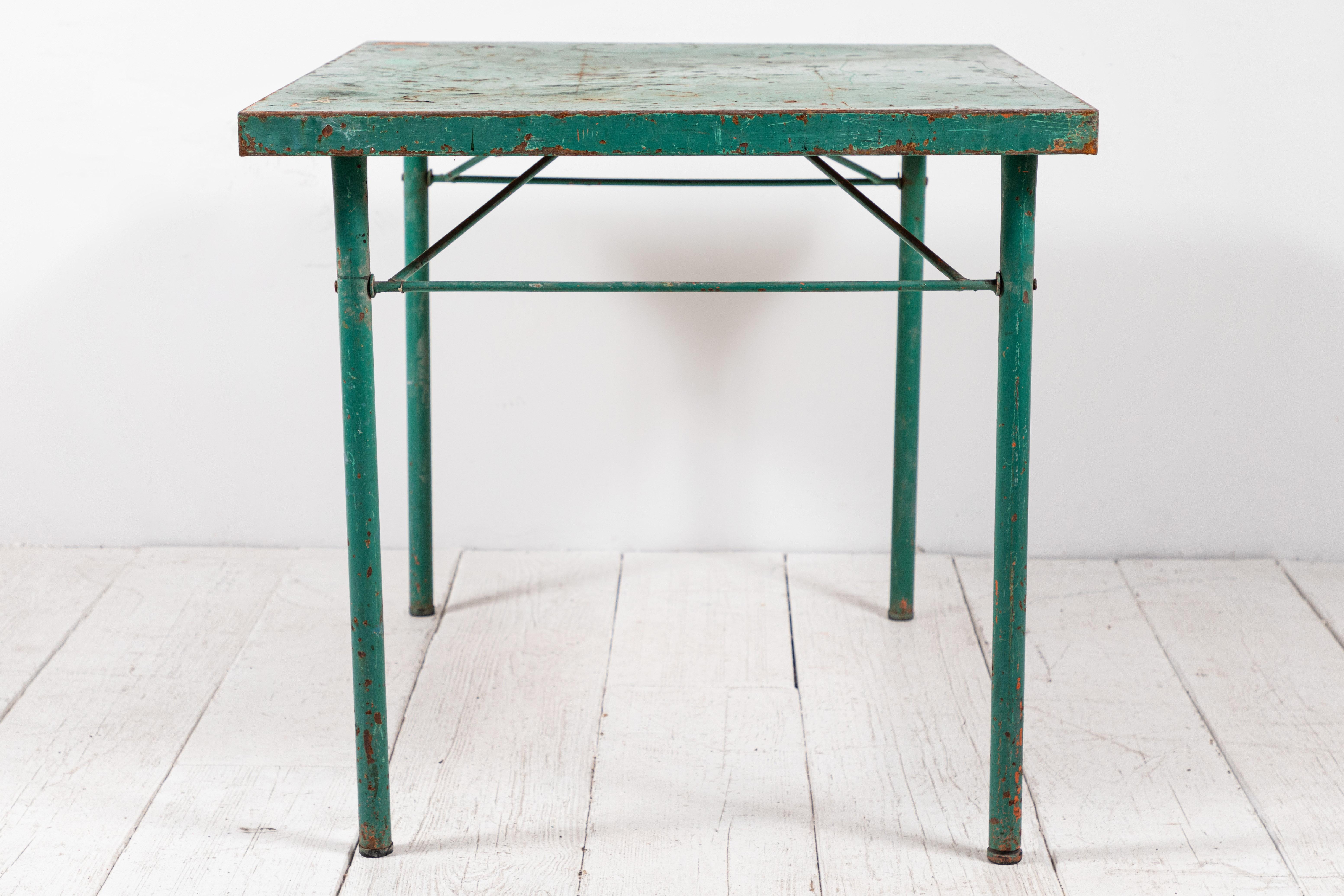 French Green Metal Folding Table 1