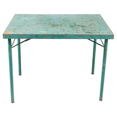 Vintage French Green Metal Folding Table