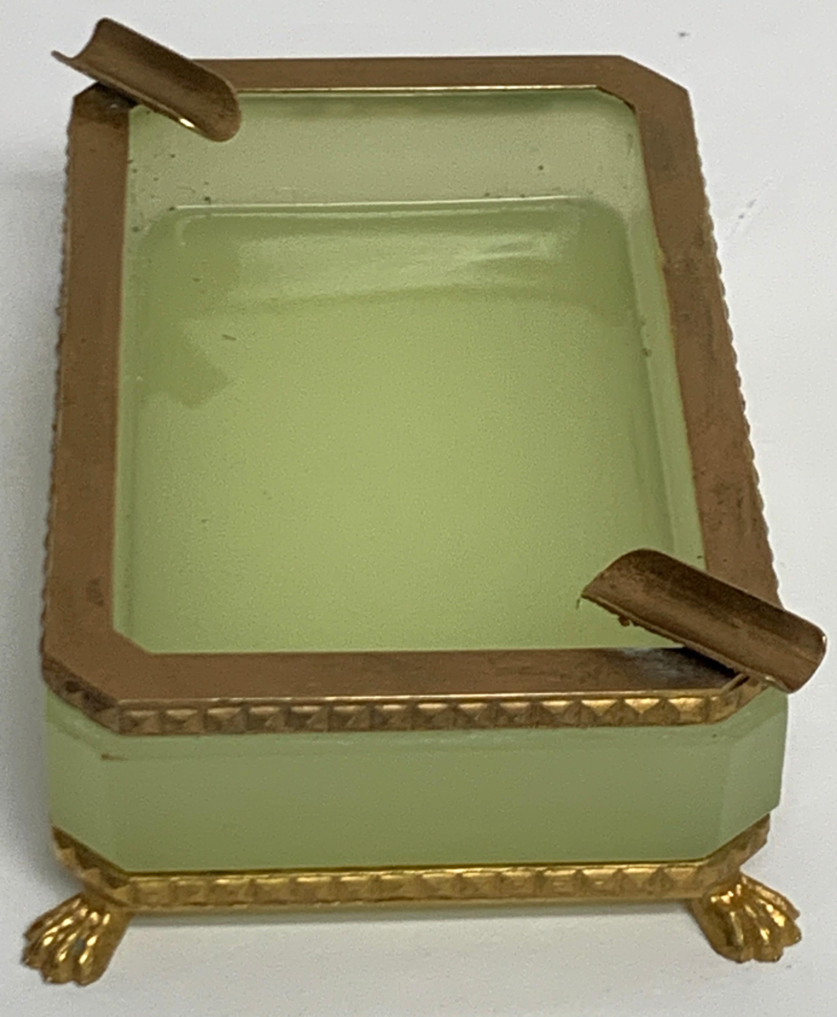 Neoclassical French Green Opaline Ormolu Mounted Ashtray