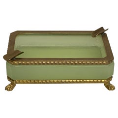 French Green Opaline Ormolu Mounted Ashtray