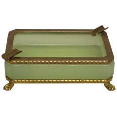 French Green Opaline Ormolu Mounted Ashtray