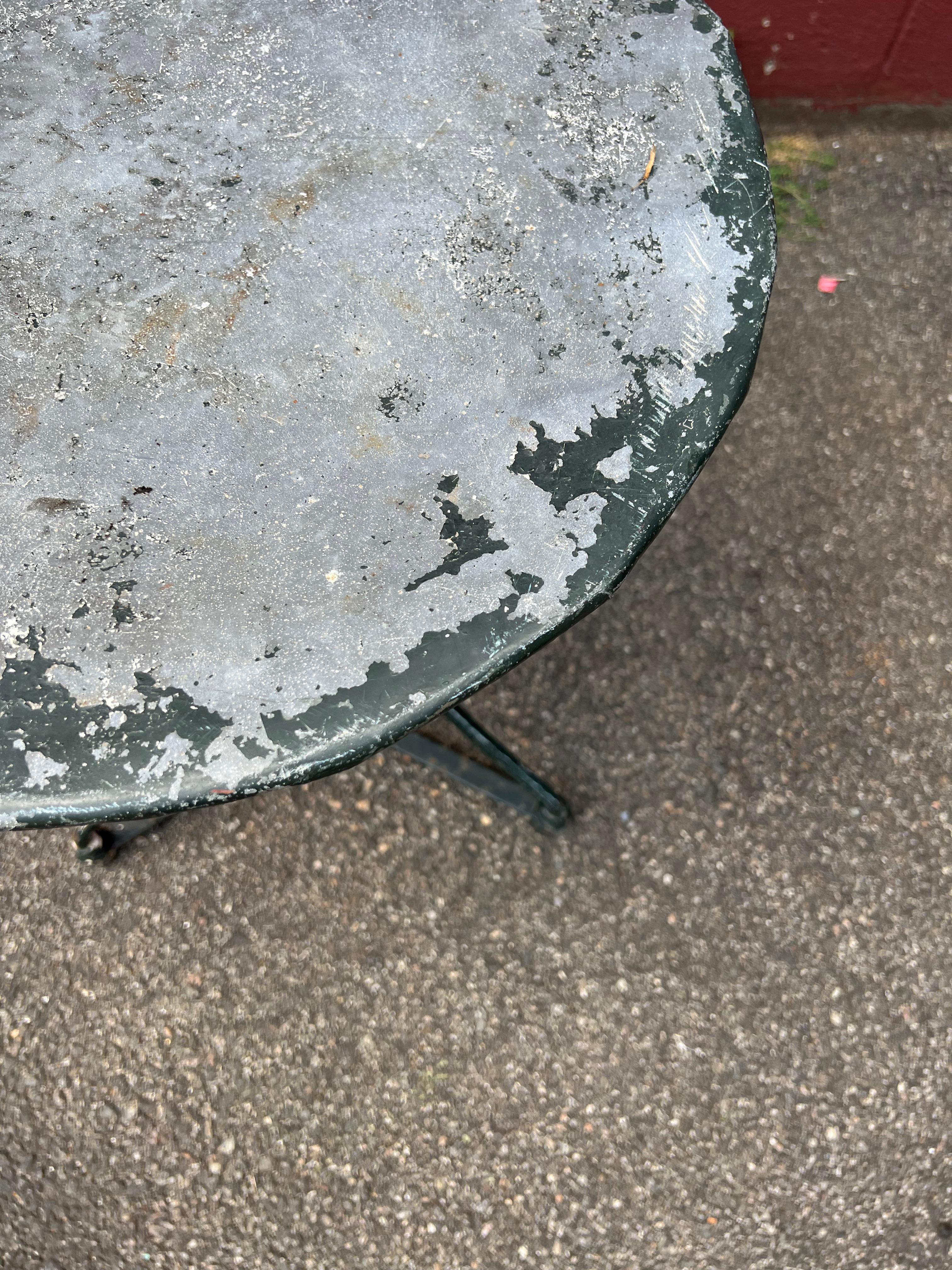 French Green Painted Bistro Table For Sale 5