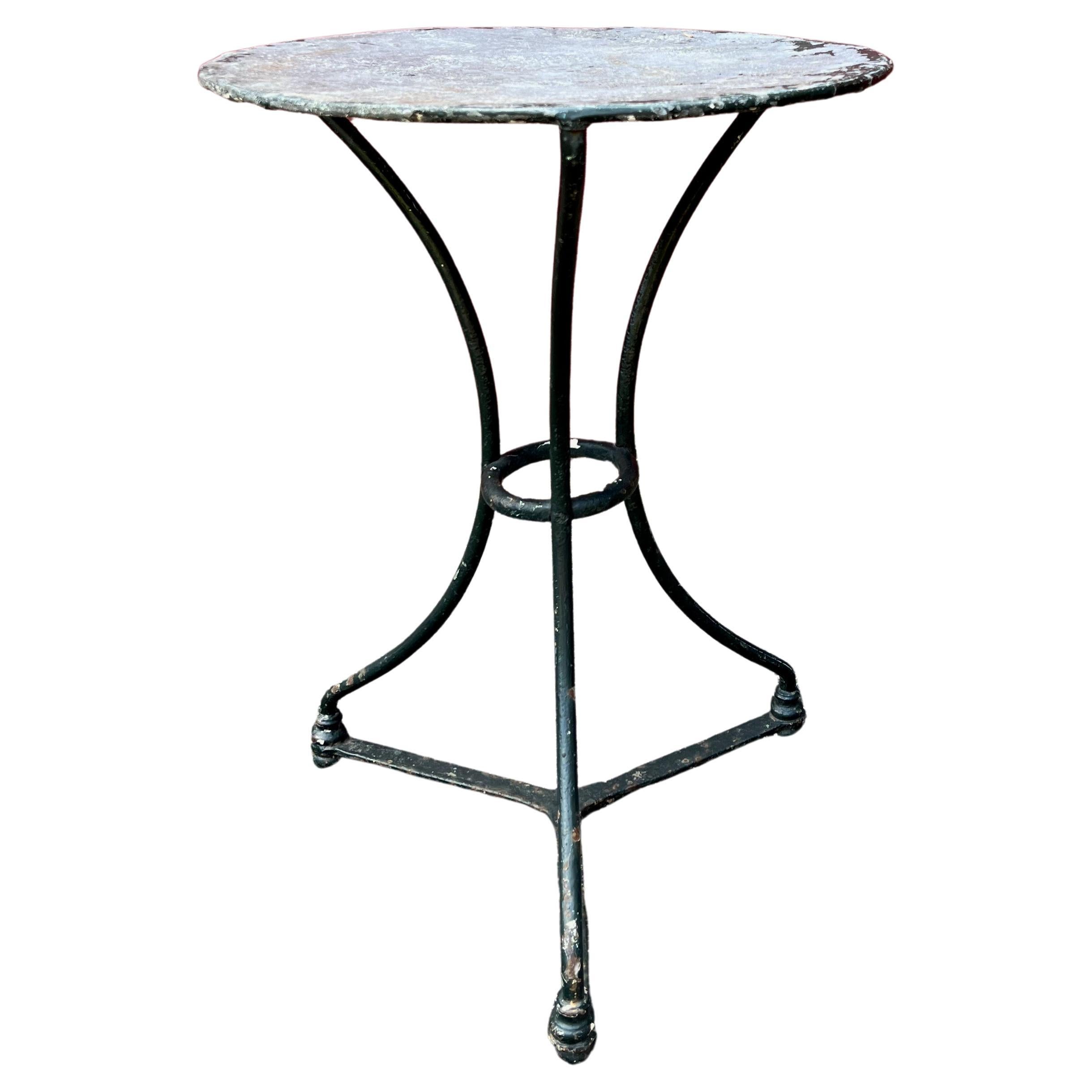 French Green Painted Bistro Table For Sale
