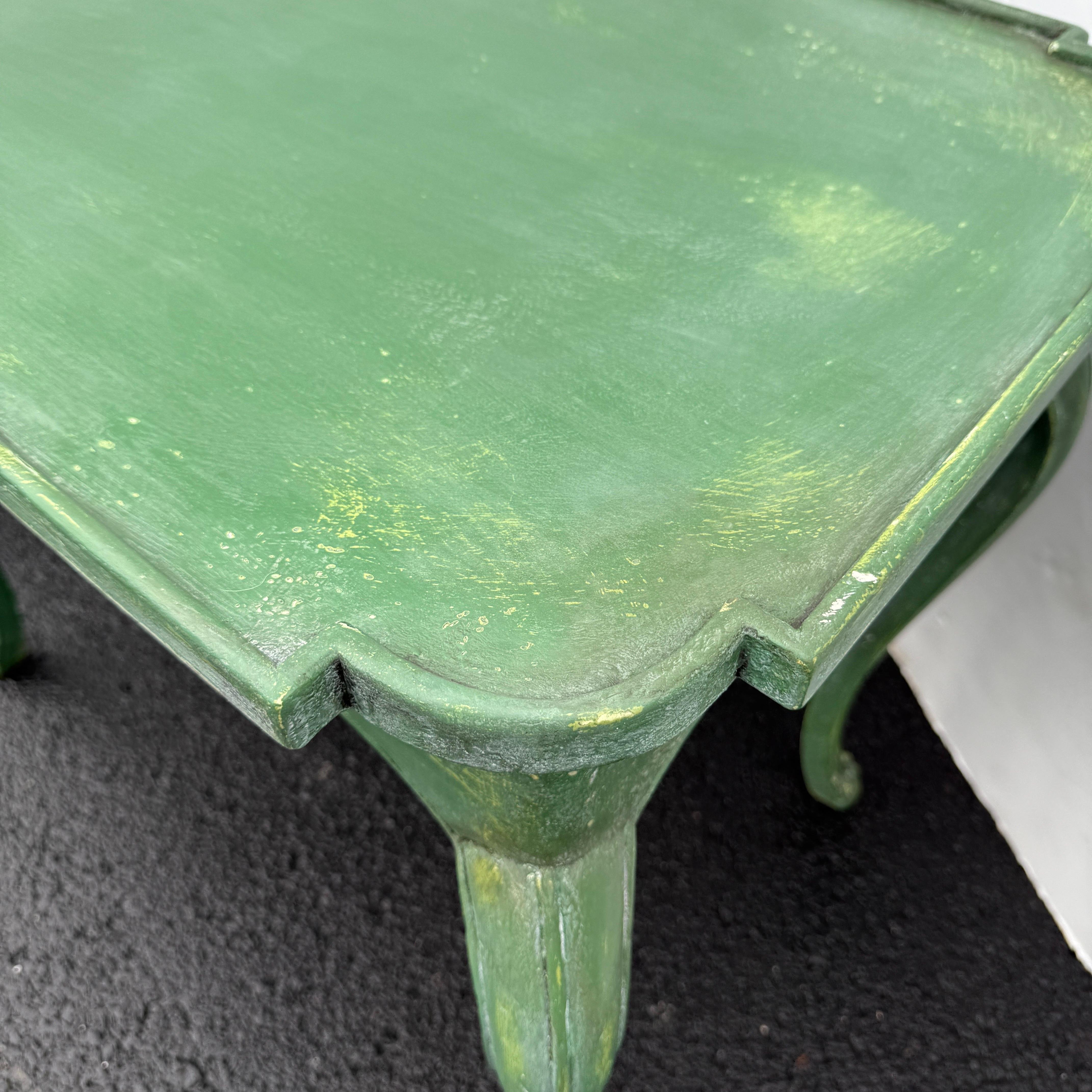 French Green Painted Rectangular Hall Side Foyer Table For Sale 5