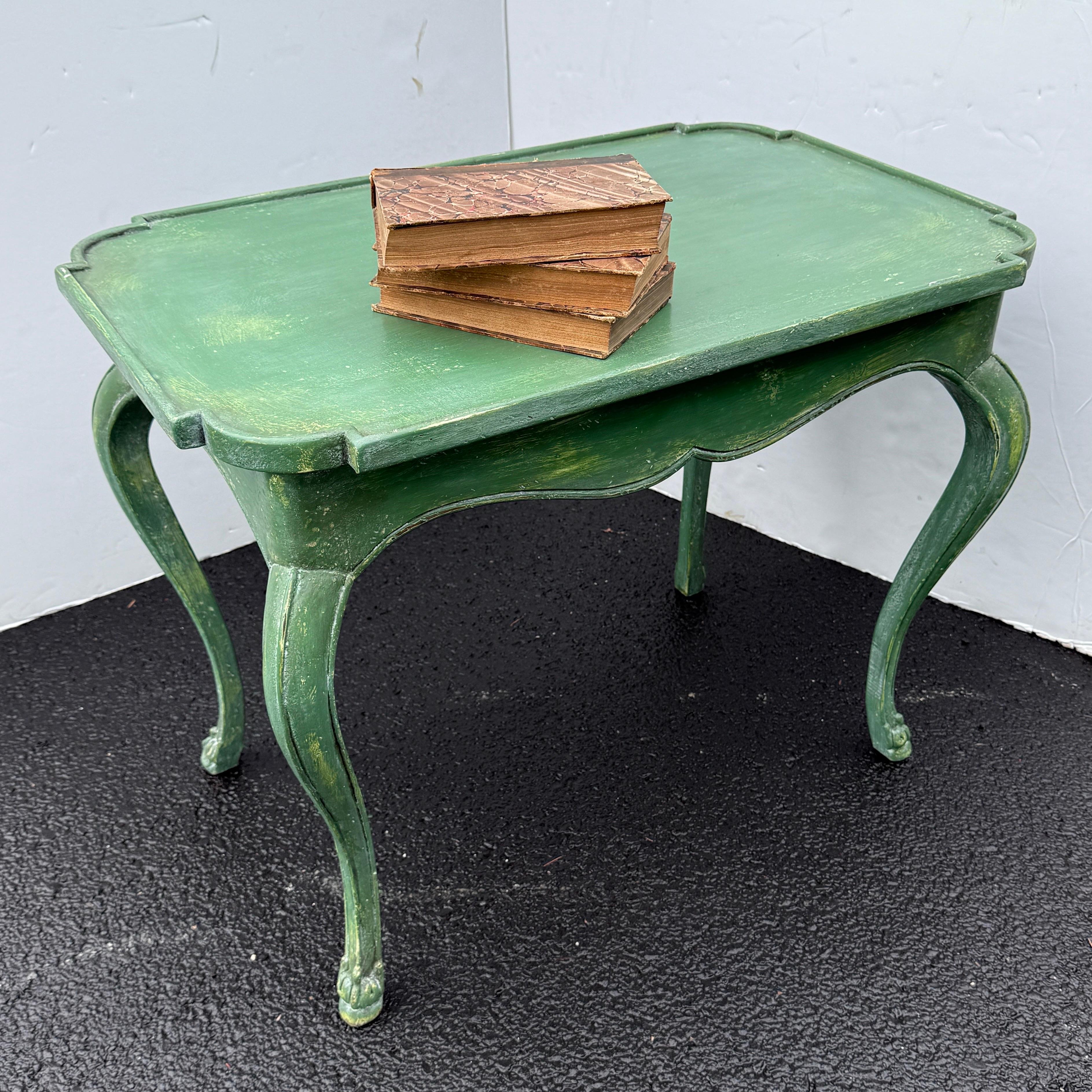 French Green Painted Rectangular Hall Side Foyer Table For Sale 7