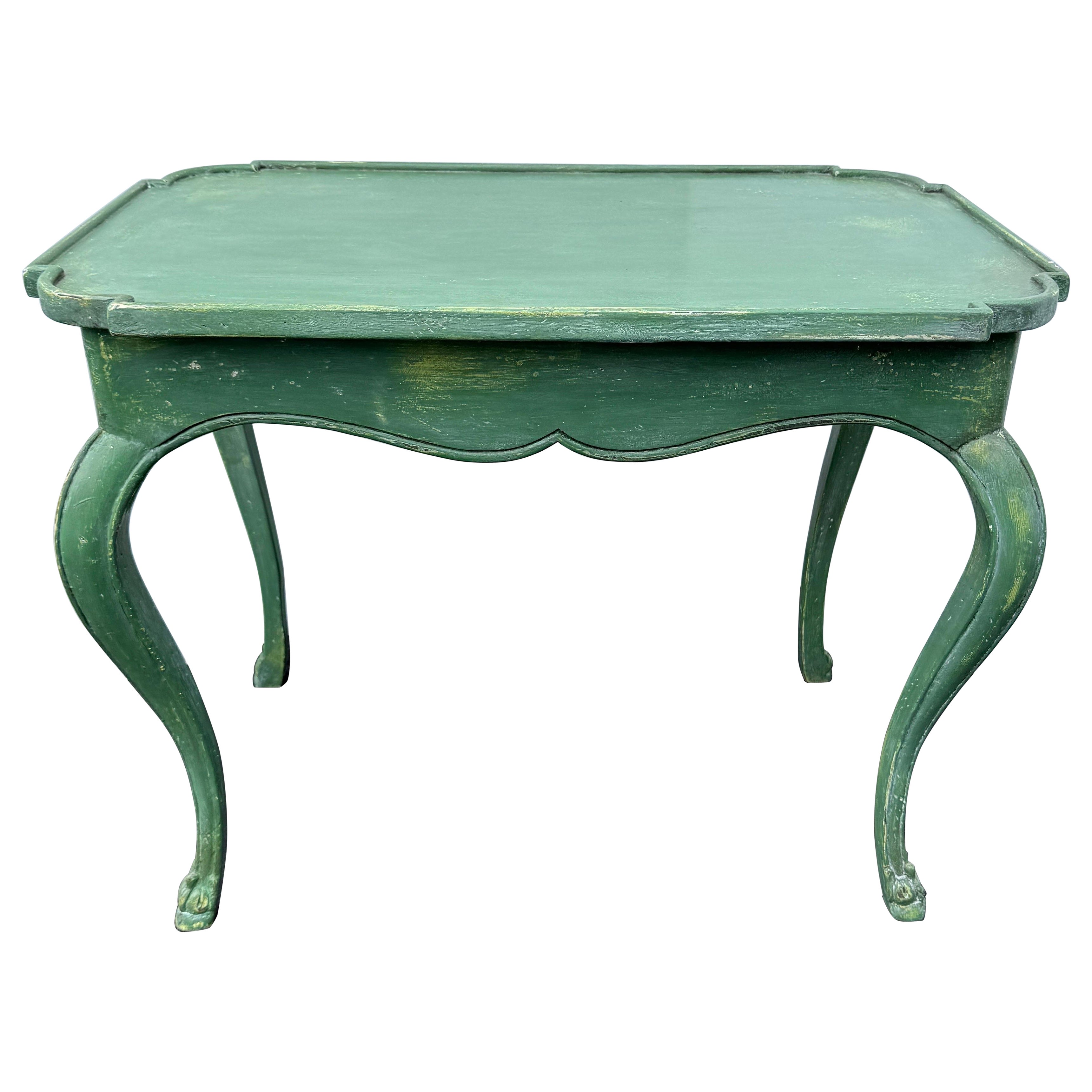 French Green Painted Rectangular Hall Side Foyer Table For Sale