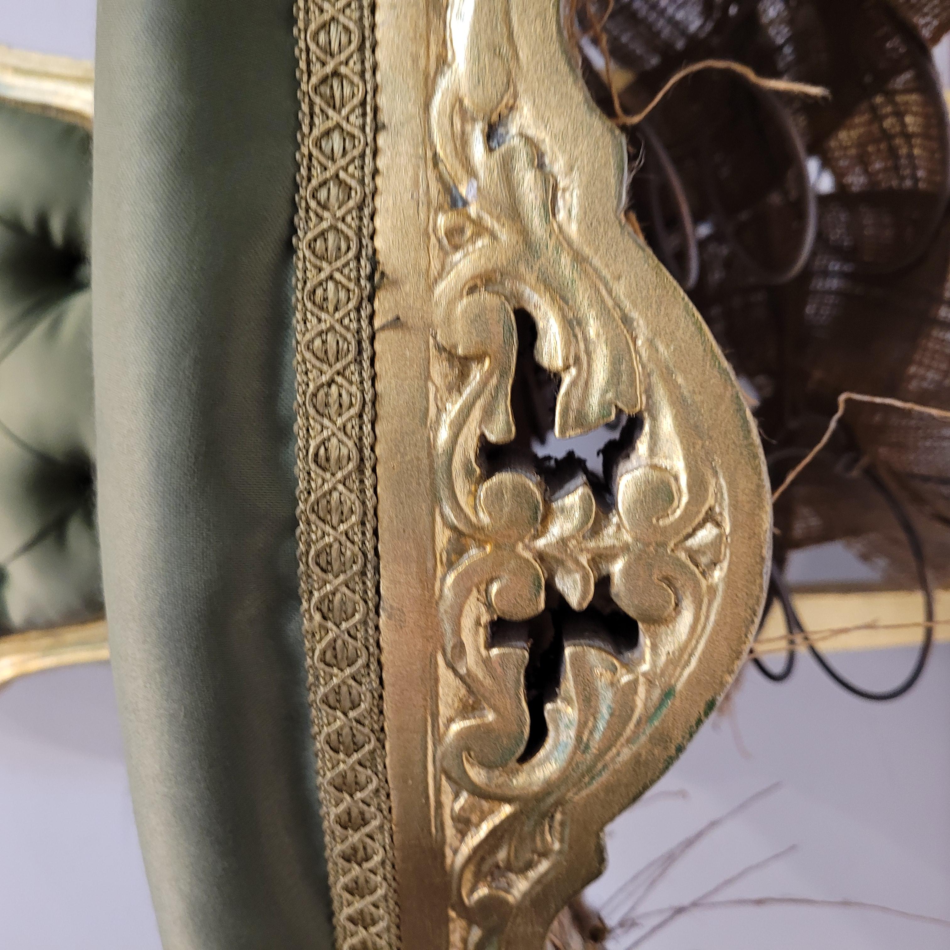French Green Pair of chairs in carved and gilded wood, Louis XV style For Sale 7