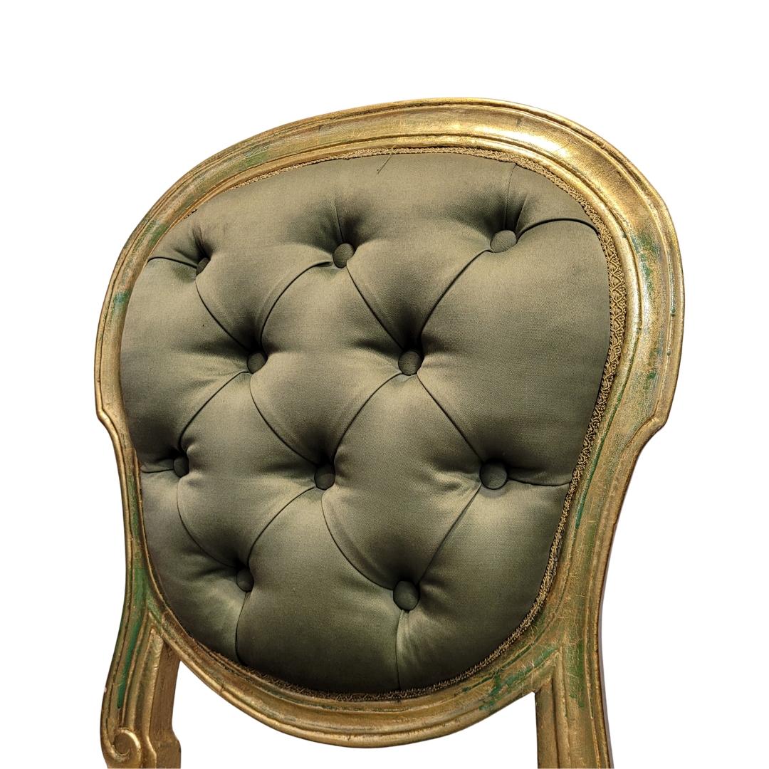 Hand-Crafted French Green Pair of chairs in carved and gilded wood, Louis XV style For Sale