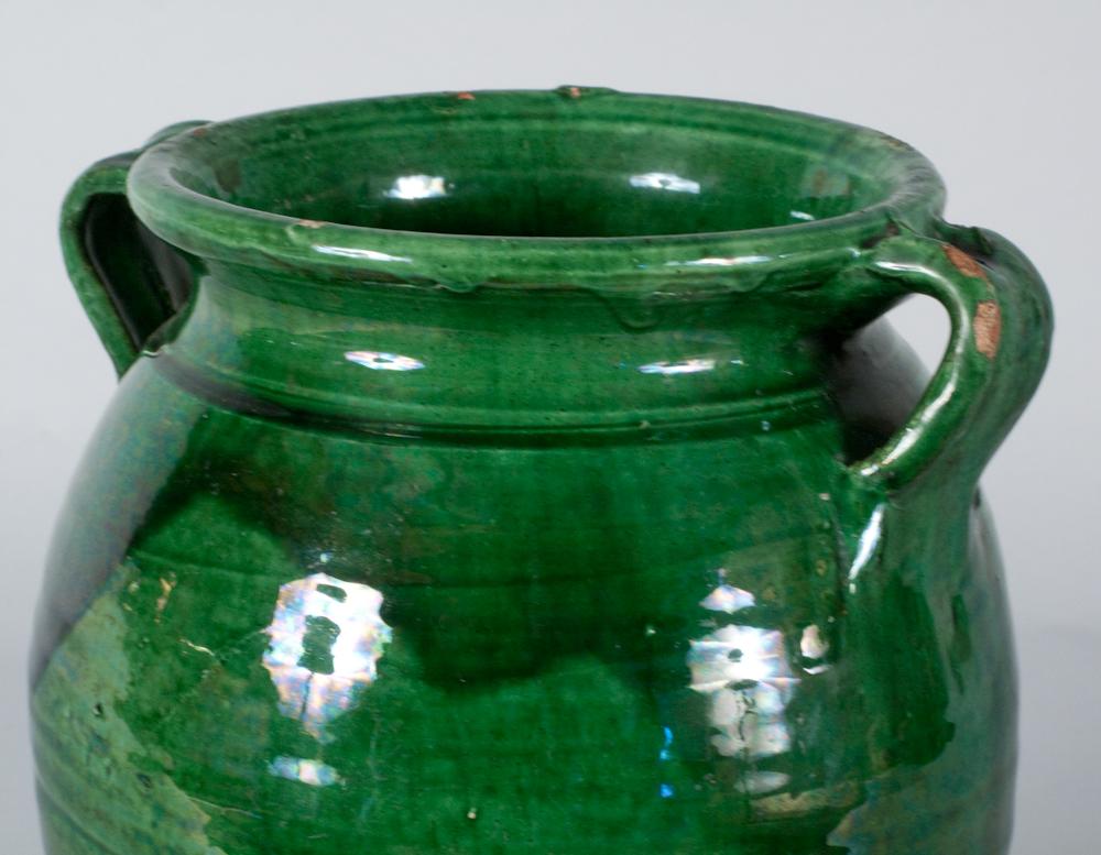 French Green Terracotta Confit Jar, Early 1900s In Good Condition In Austin, TX