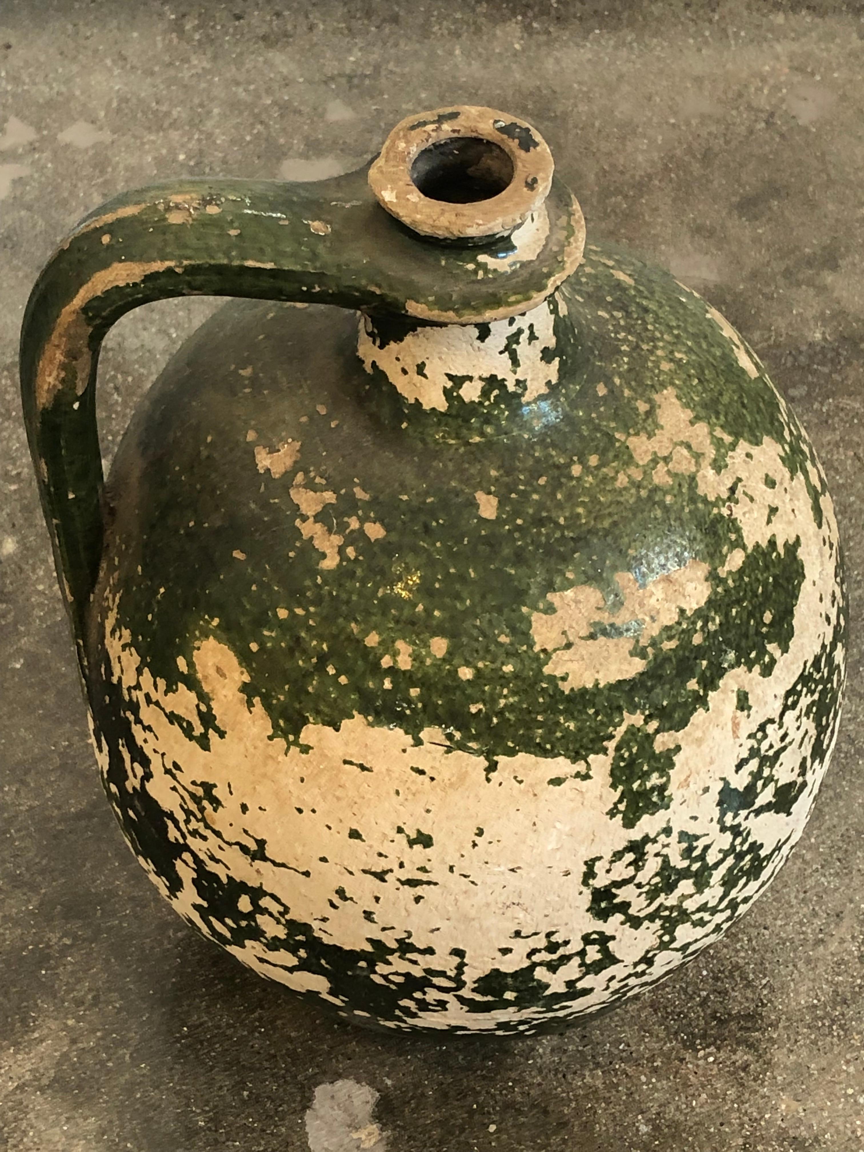 20th Century French Green  wine jug For Sale