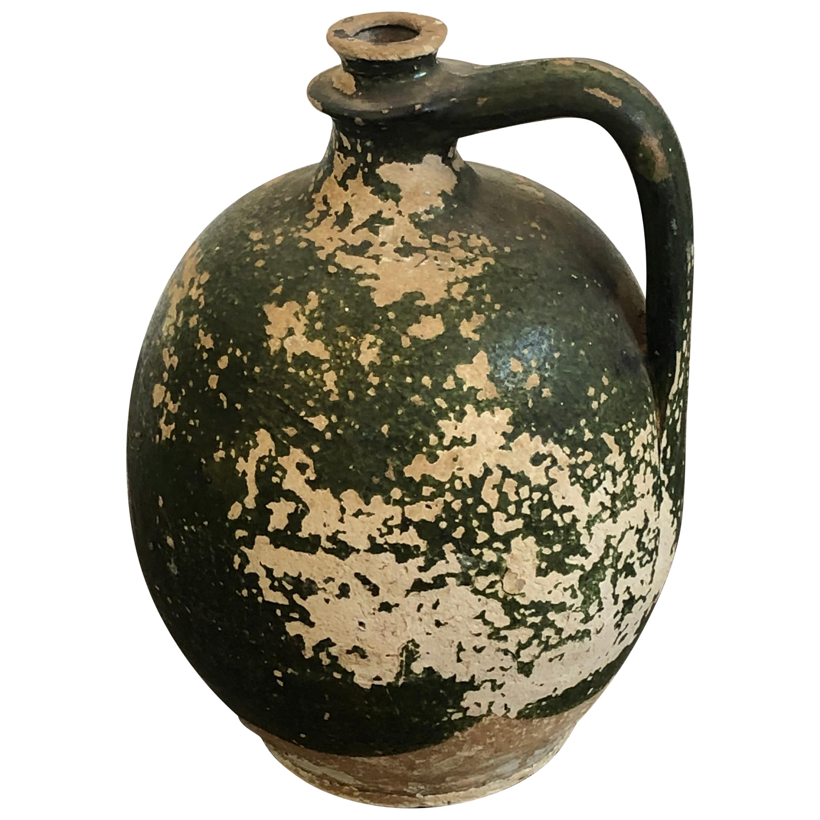 French Green  wine jug For Sale