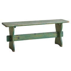 Banc français en bois vert, années 1940 - 3 disponibles