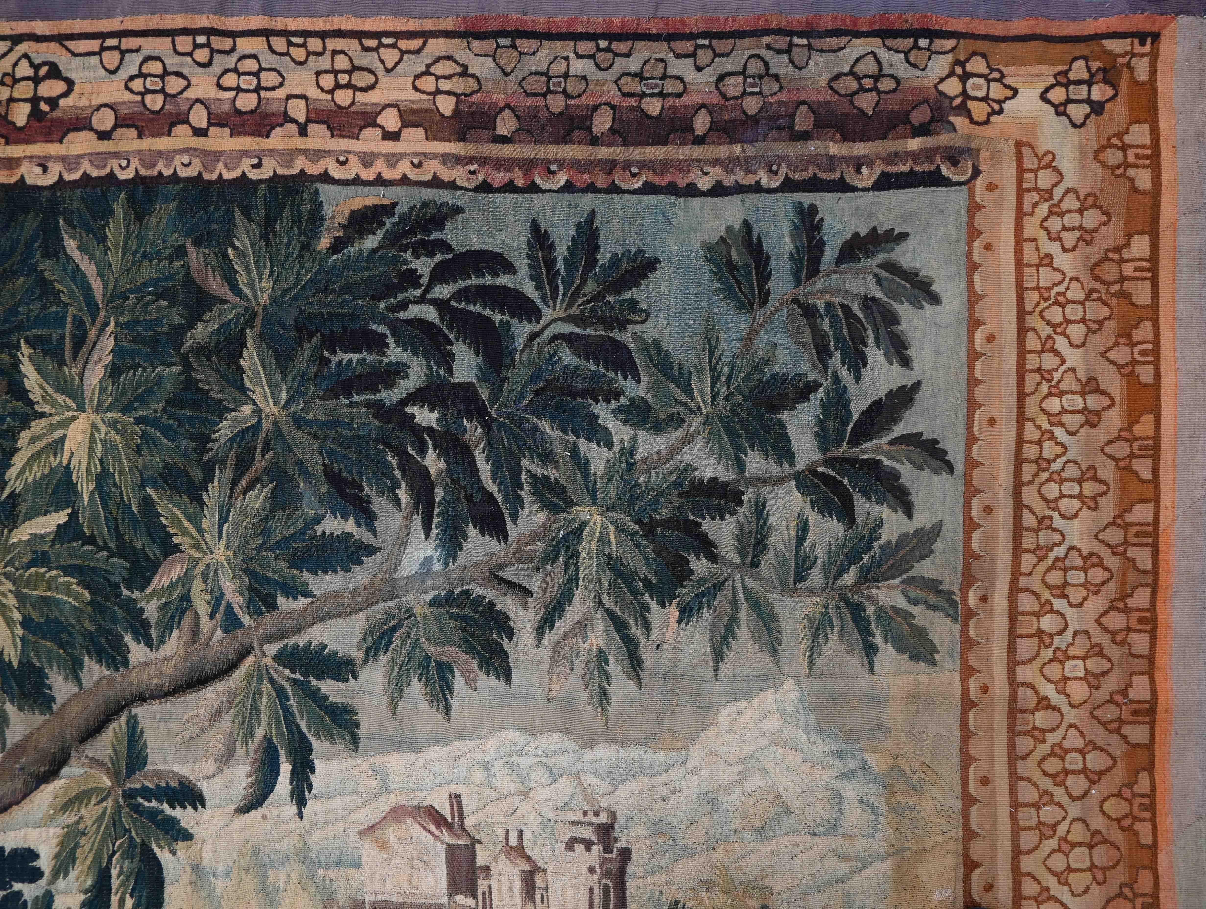 Mid-18th Century French Greenery Tapestry Aubusson 18th century - 2m67Hx1m97L - N° 1386 For Sale
