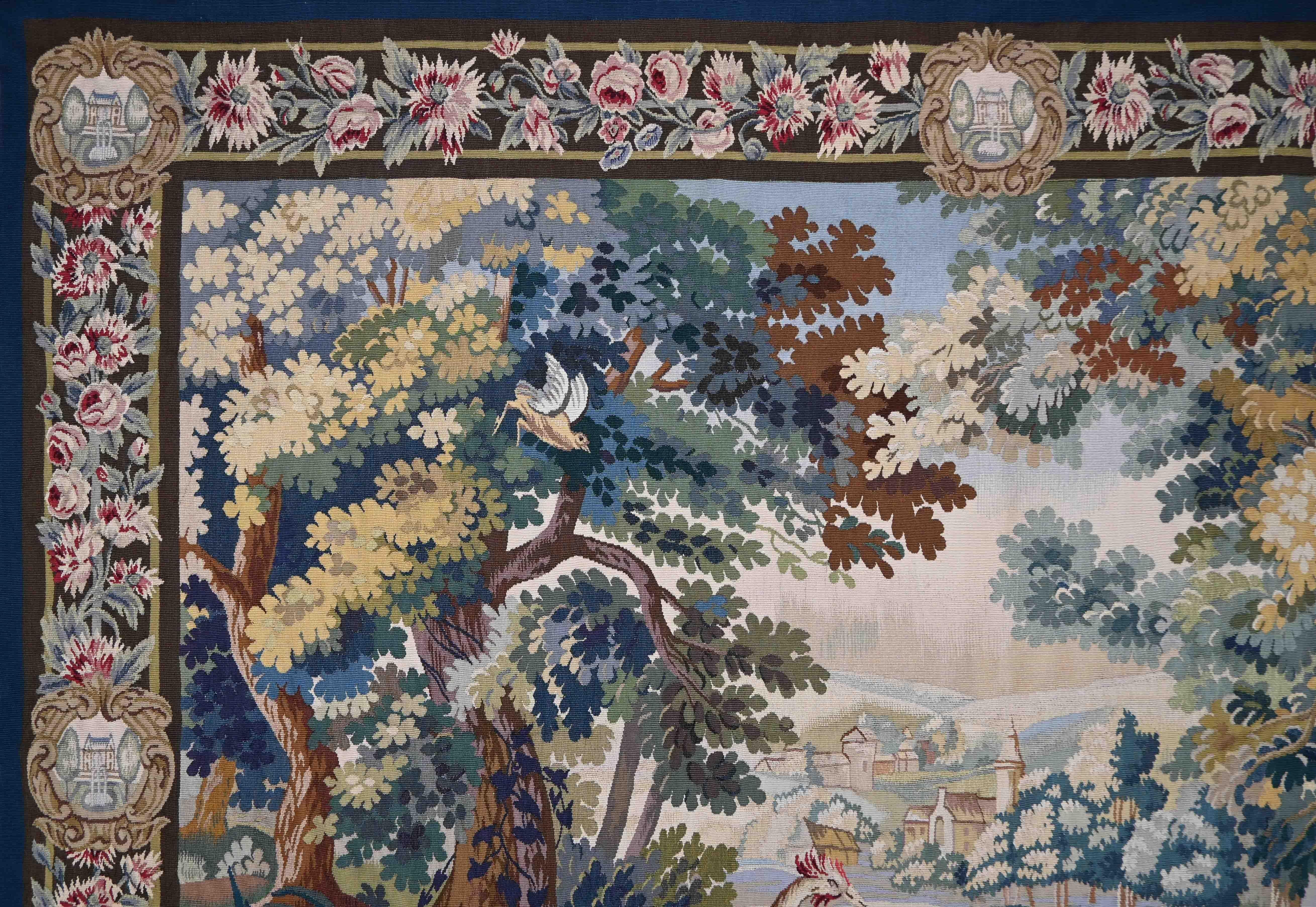 Wool French Greenery Tapestry, Aubusson Manufactory 19th Century - L232XH174 - N 1519 For Sale