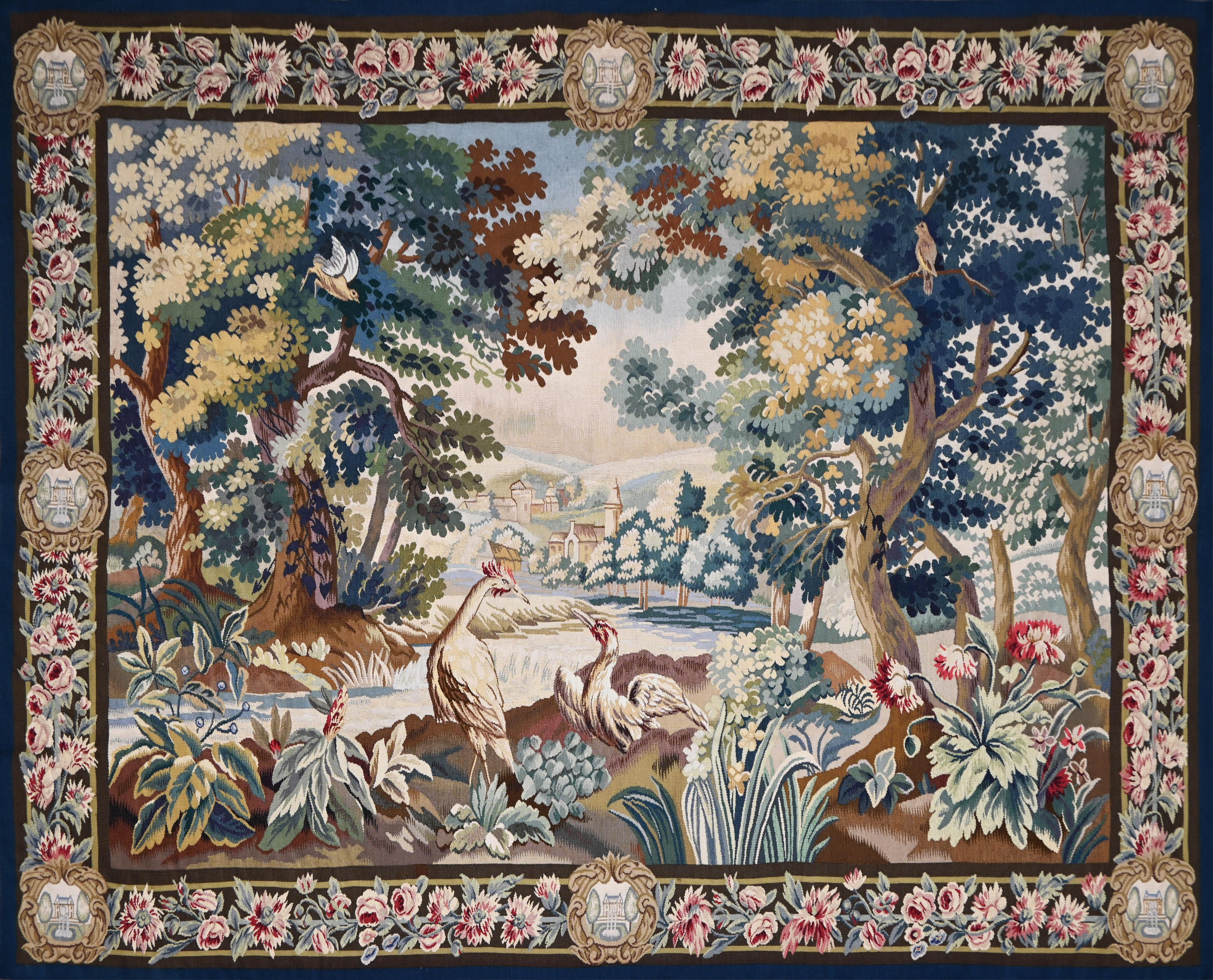 French Greenery Tapestry, Aubusson Manufactory 19th Century - L232XH174 - N 1519 For Sale 2