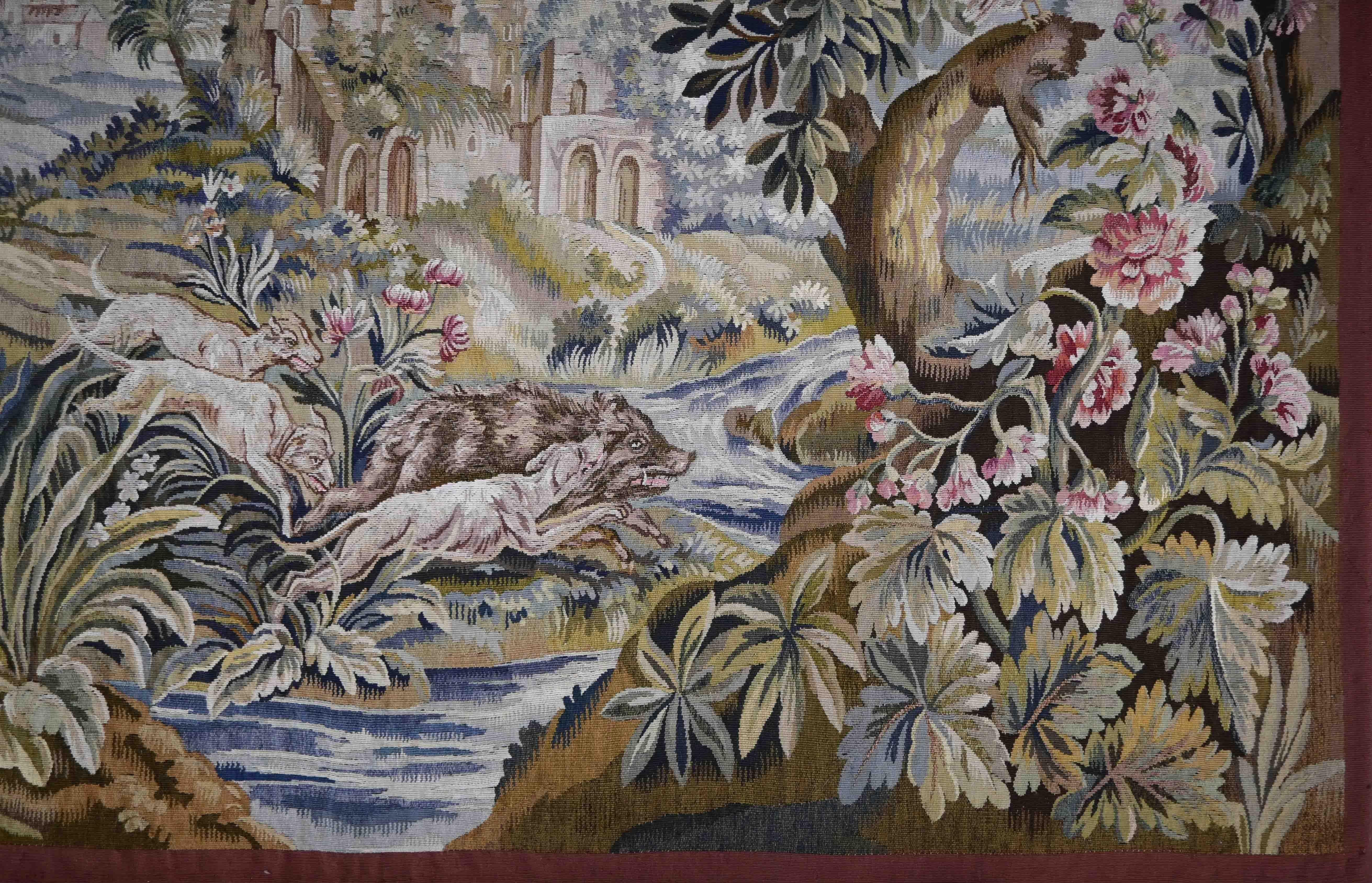 Period: 18th century
Style: GREENWOOD
Condition: Perfect condition
Material: Wool and silk
Width: 195 cm
Height: 150 cm
Depth: 0.5 cm

In keeping with tradition, this magnificent tapestry has undergone a thorough cleaning and careful inspection by